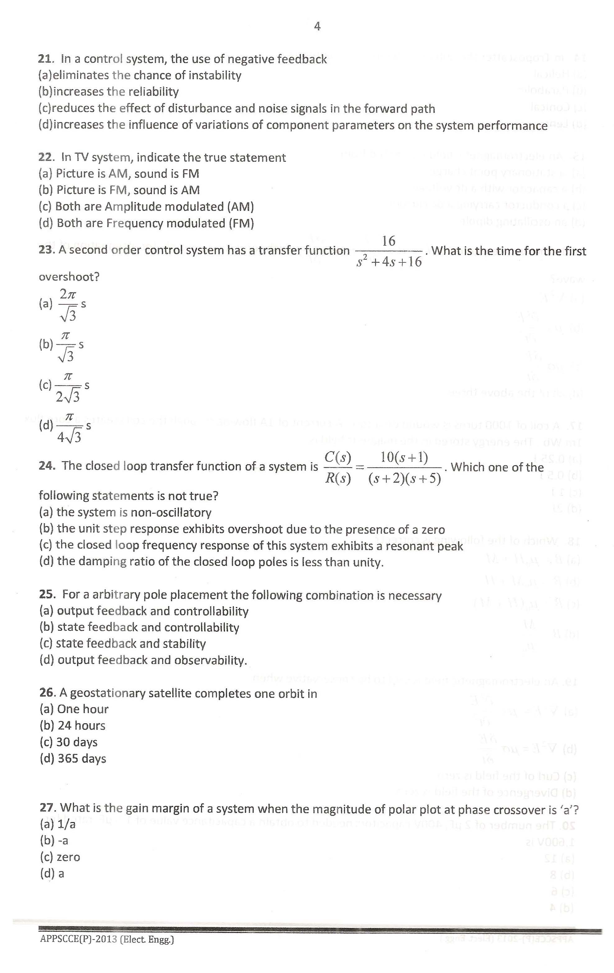 APPSC Combined Competitive Prelims Exam 2013 Electrical Engineering 5