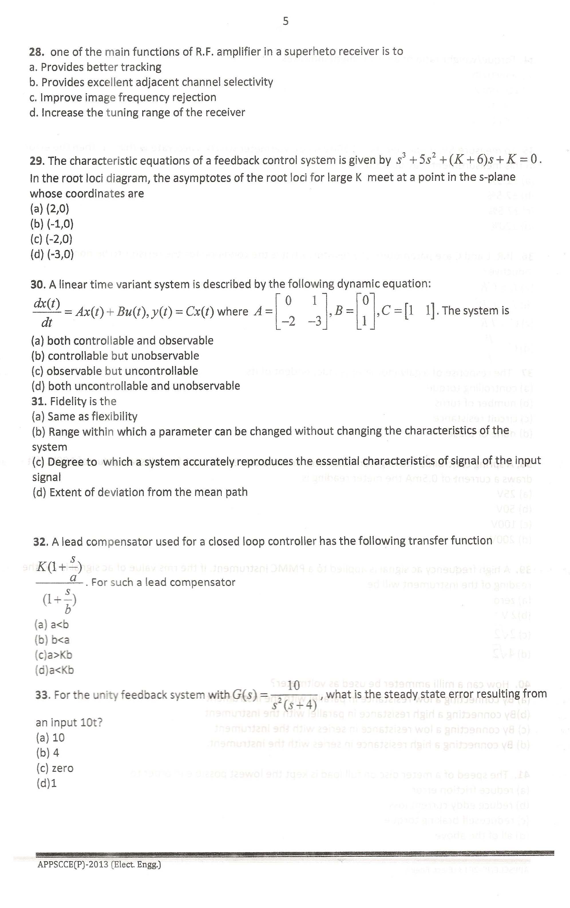 APPSC Combined Competitive Prelims Exam 2013 Electrical Engineering 6