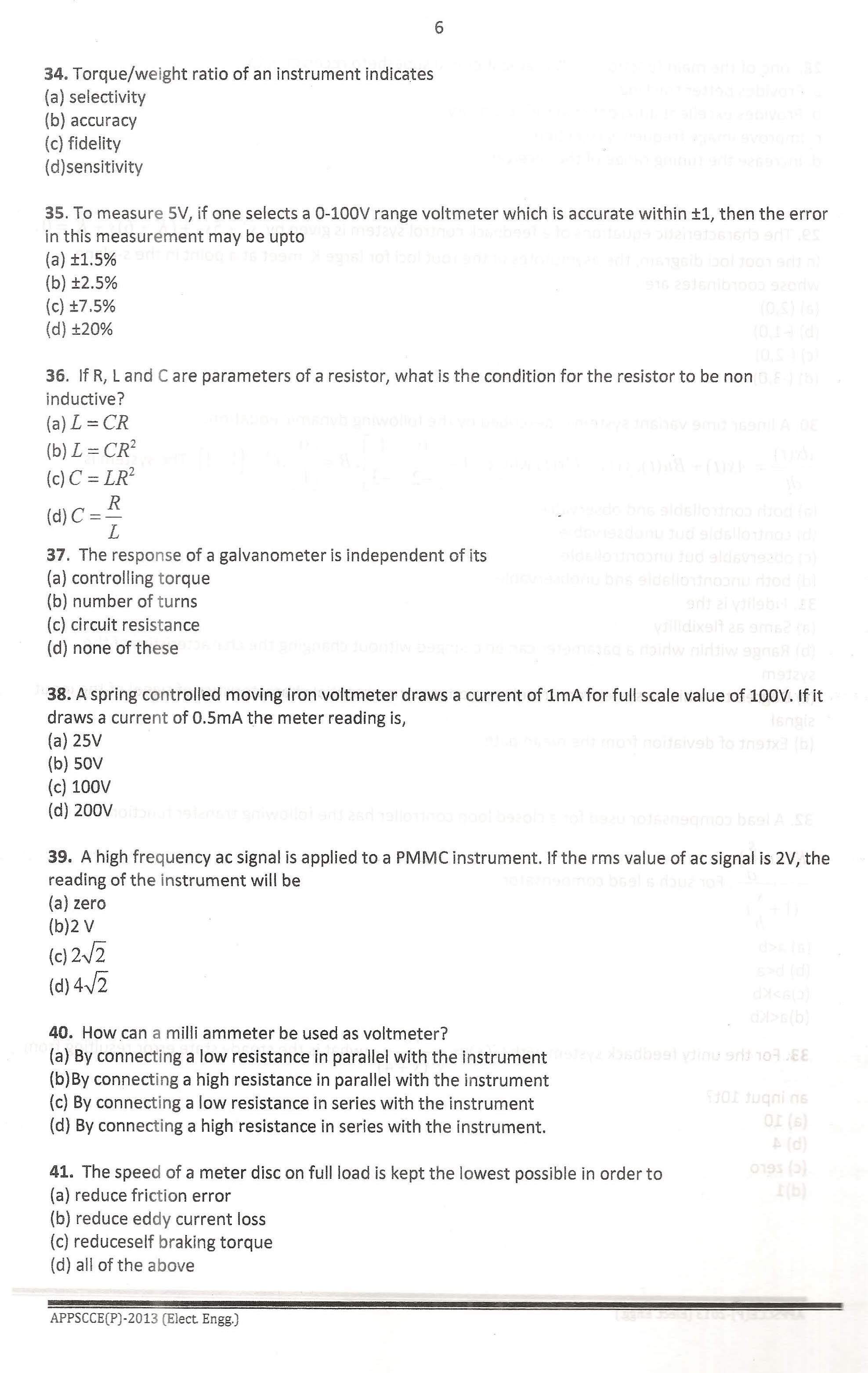 APPSC Combined Competitive Prelims Exam 2013 Electrical Engineering 7