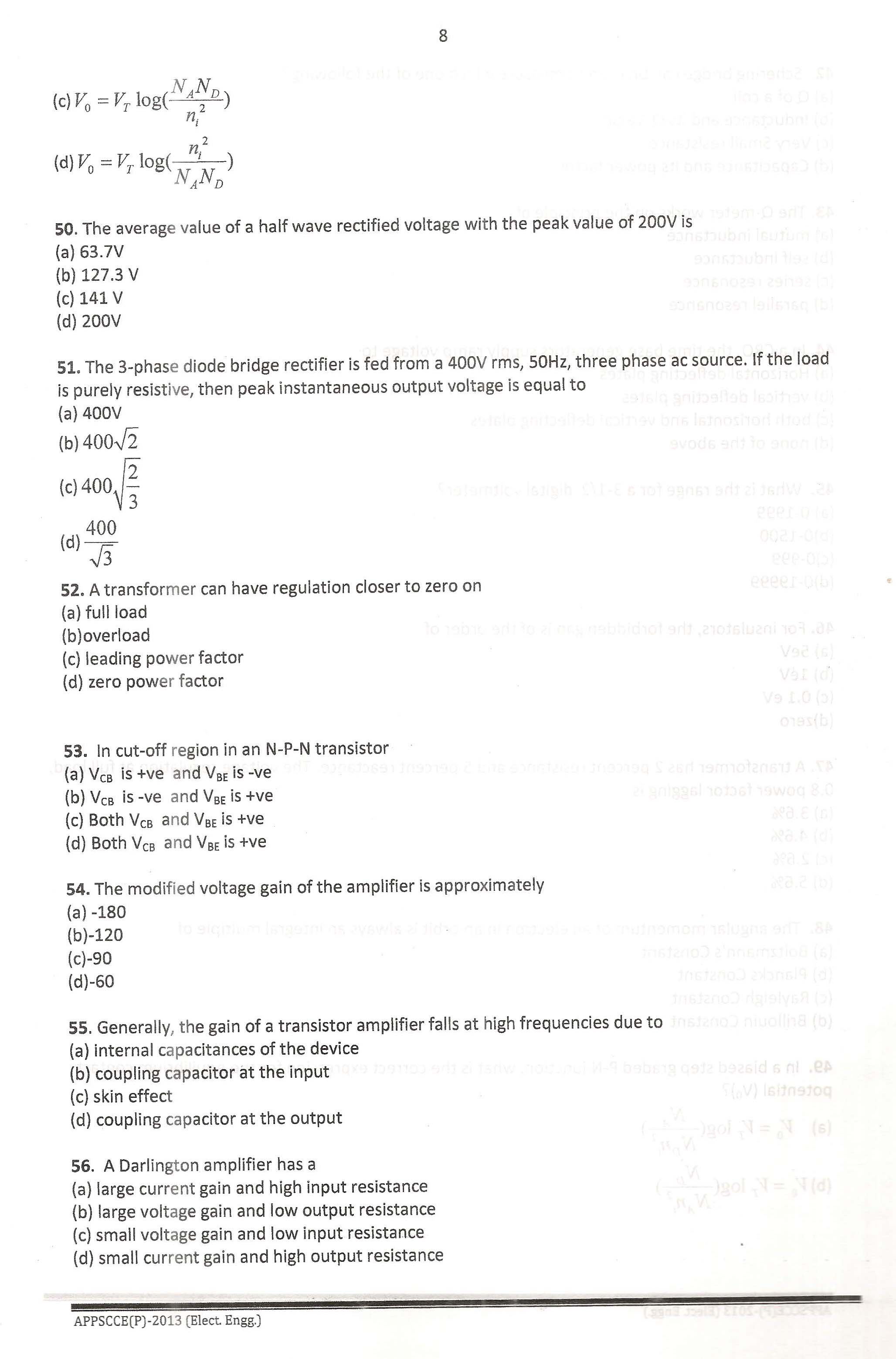 APPSC Combined Competitive Prelims Exam 2013 Electrical Engineering 9