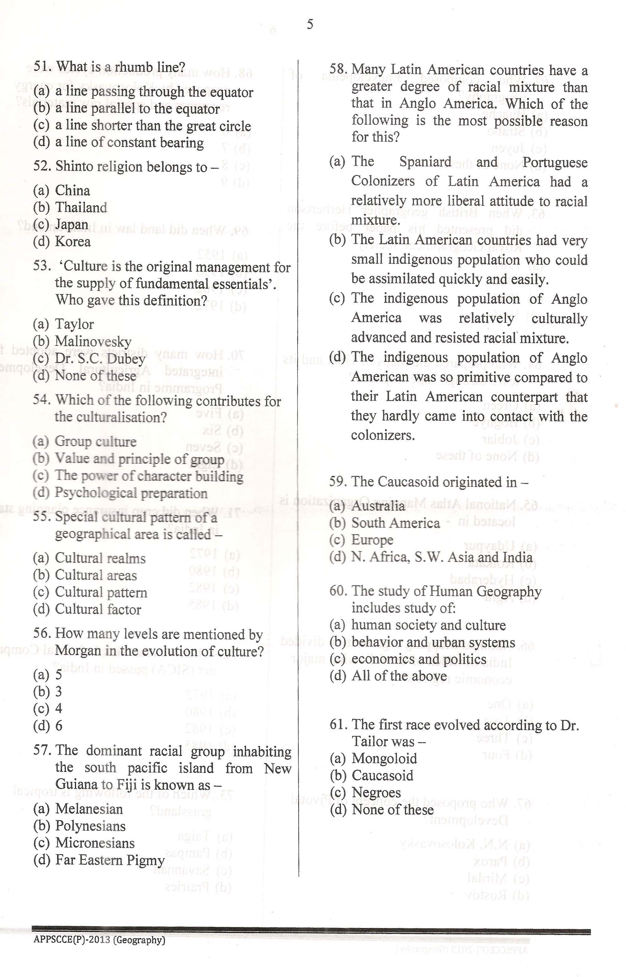 APPSC Combined Competitive Prelims Exam 2013 Geography 6
