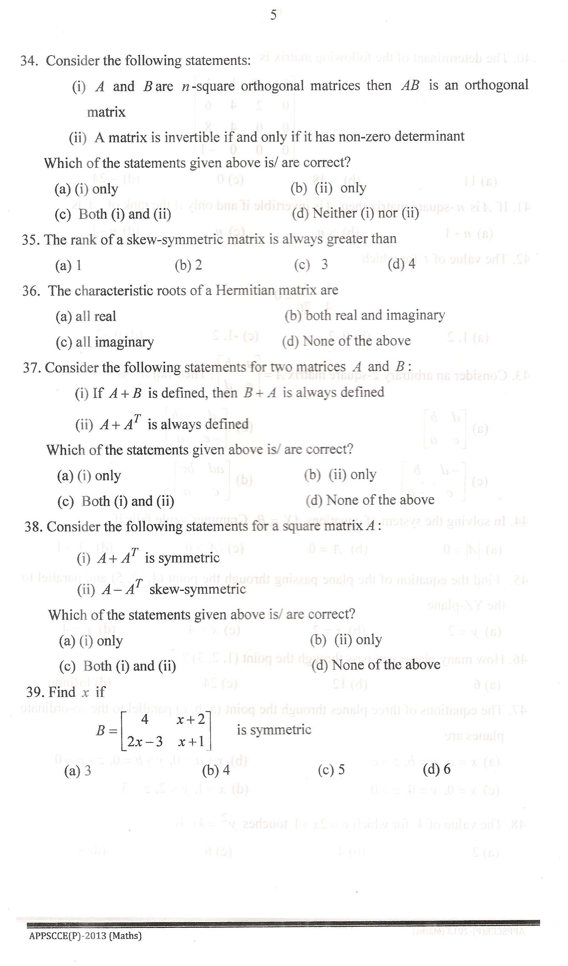 APPSC Combined Competitive Prelims Exam 2013 Mathematics 6