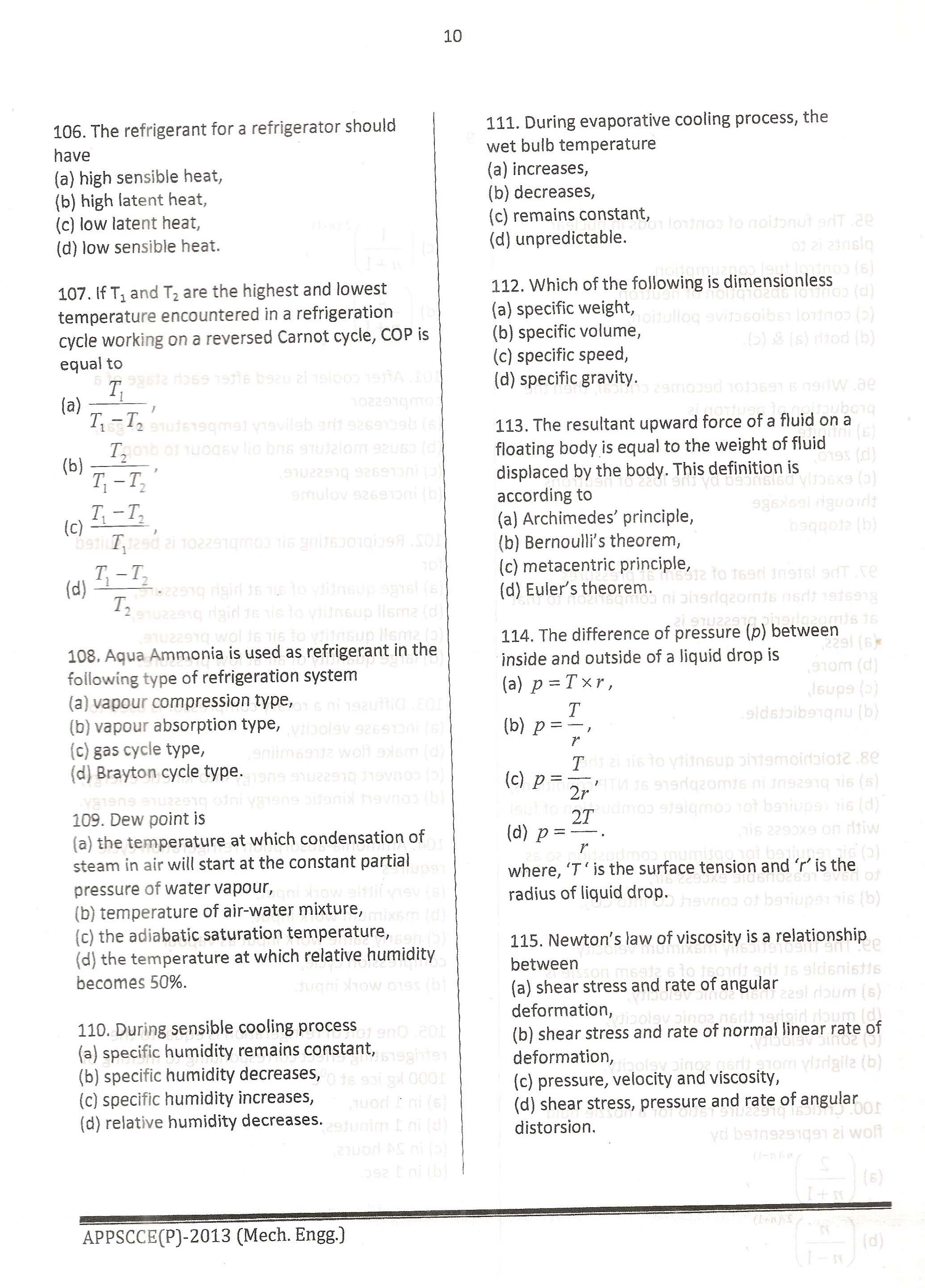 APPSC Combined Competitive Prelims Exam 2013 Mechanical Engineering 11