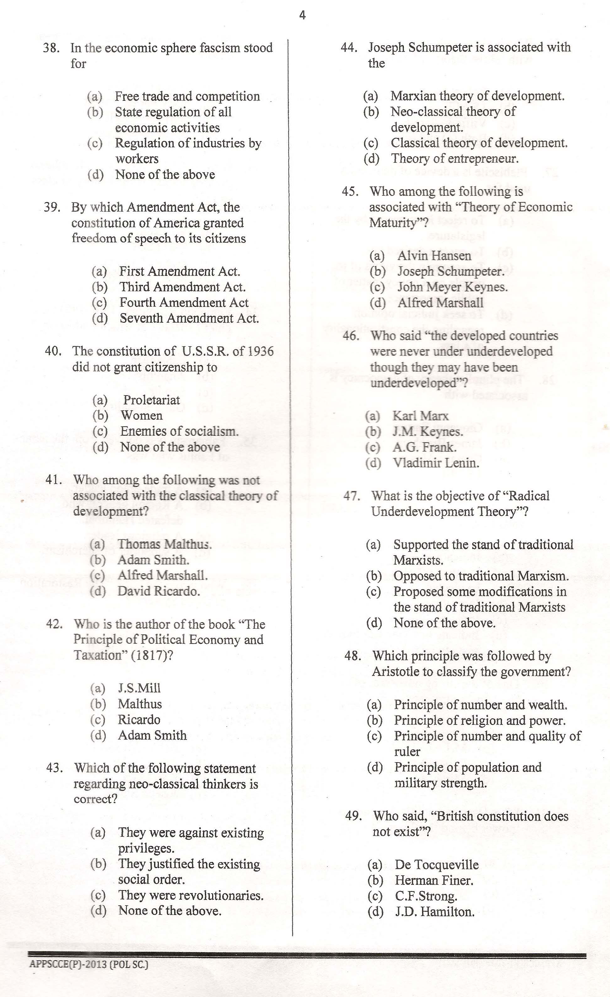 APPSC Combined Competitive Prelims Exam 2013 Political Science 5