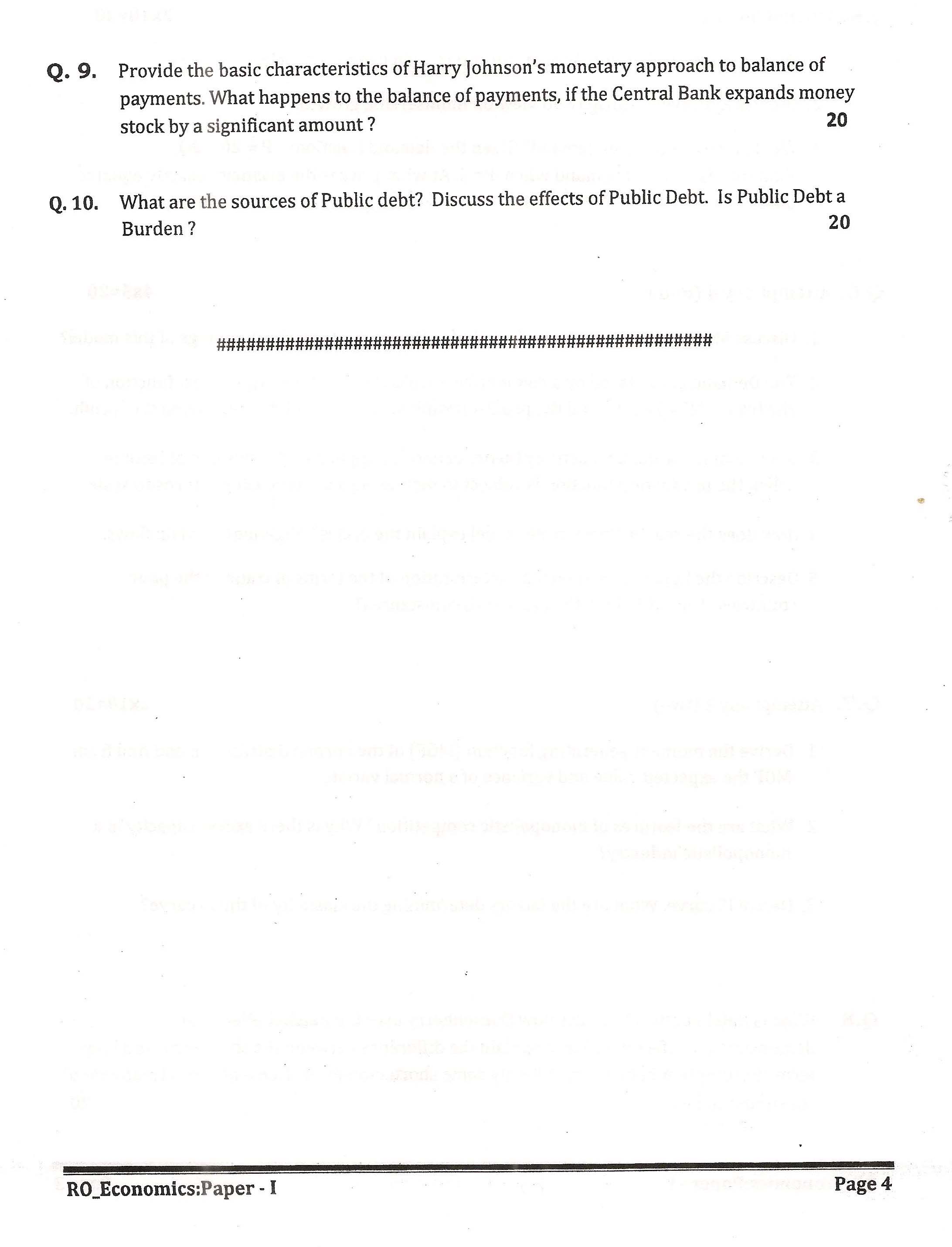 APPSC Research Officer Economics Paper I Exam Question Paper 2014 4
