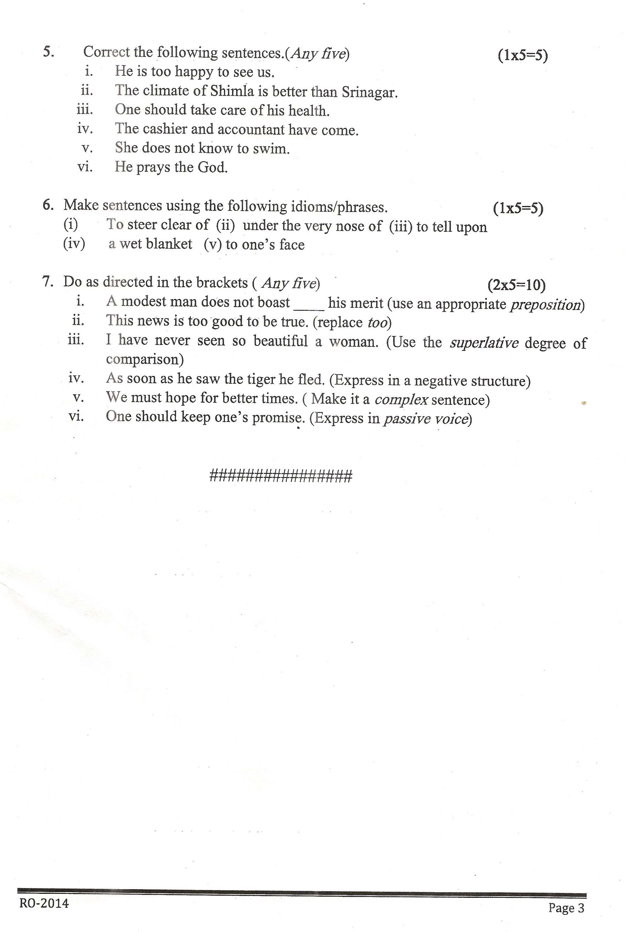 APPSC Research Officer General English Exam Question Paper 2014 3