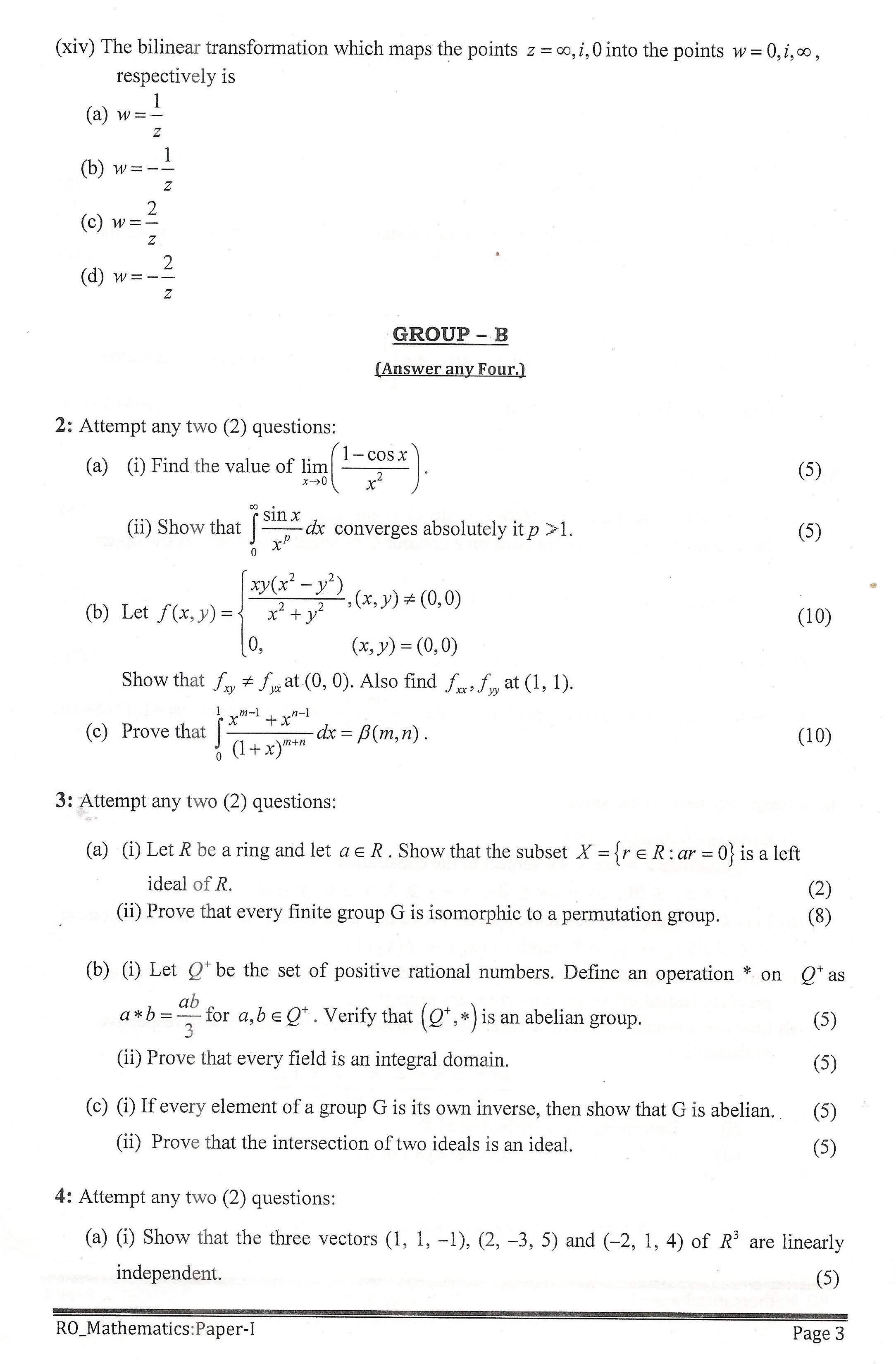 APPSC Research Officer Mathematics Paper I Exam Question Paper 2014 3