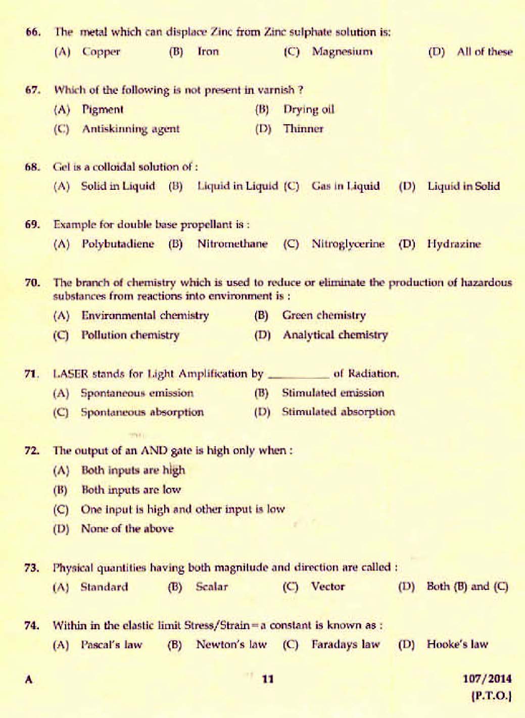 Kerala PSC Assistant Engineer Civil Exam 2014 Question Paper Code 1072014 9
