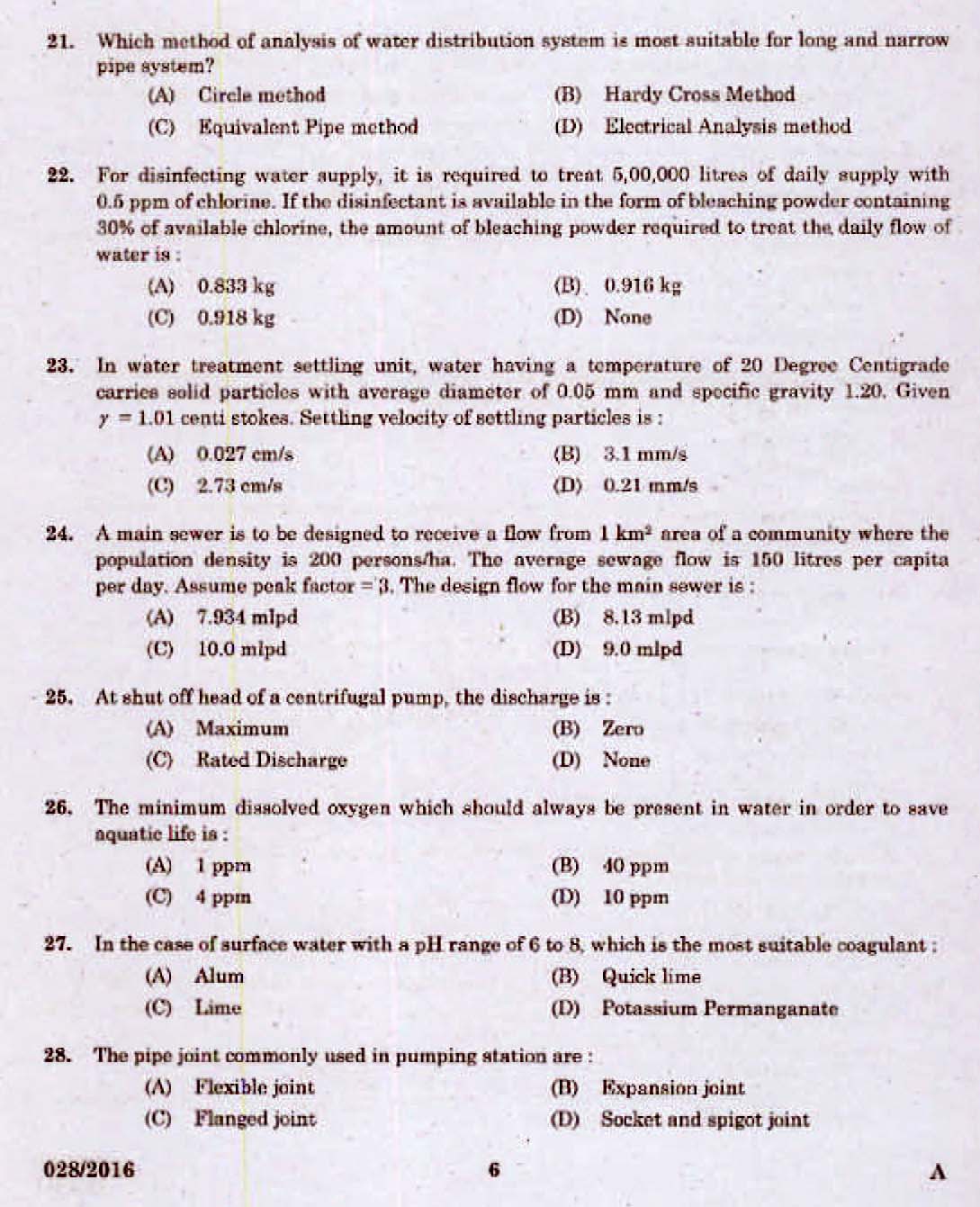 Kerala PSC Assistant Engineer Civil Exam 2016 Question Paper Code 0282016 4