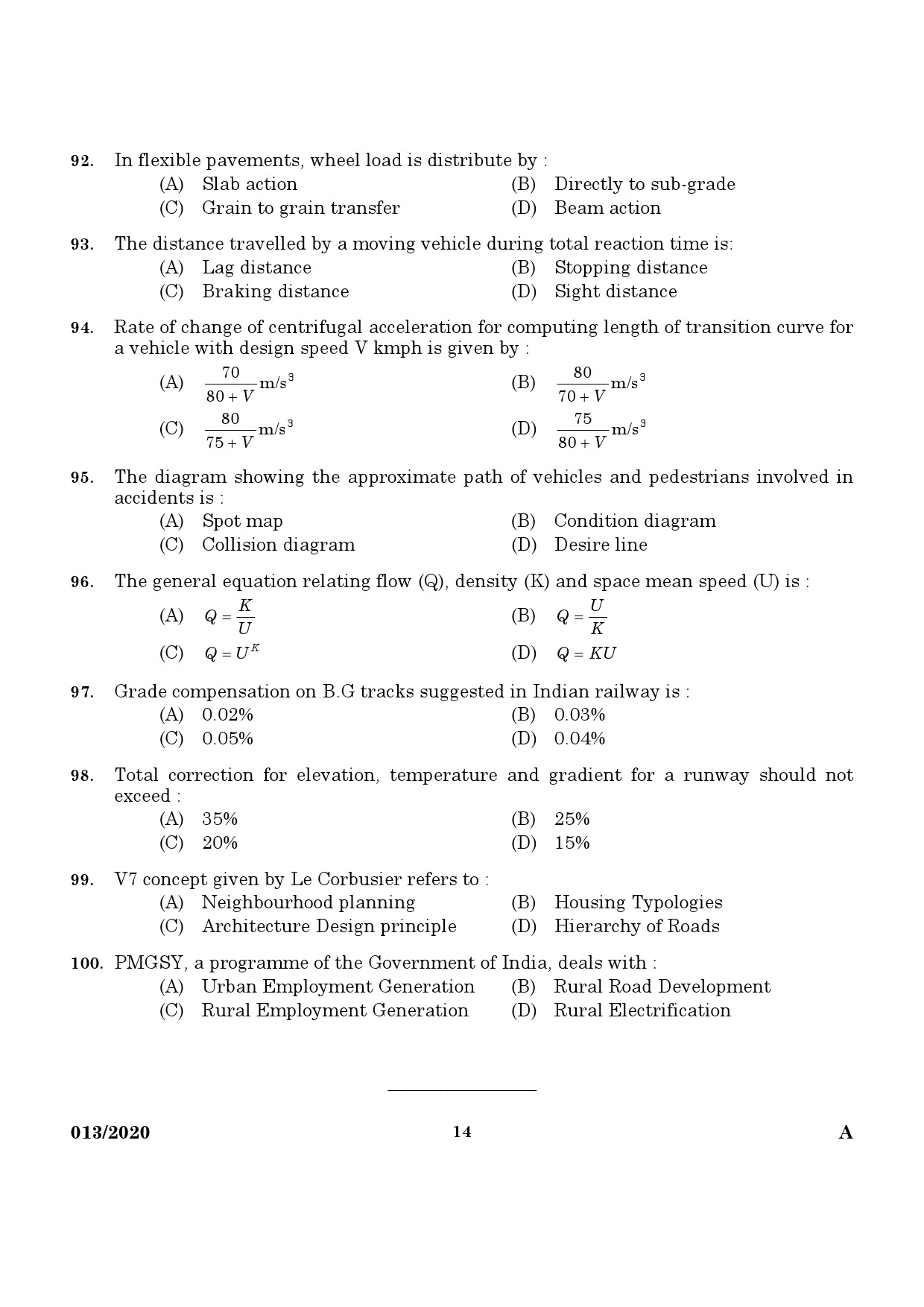 KPSC Assistant Engineer Civil in Irrigation Exam Question Paper 0132020 12