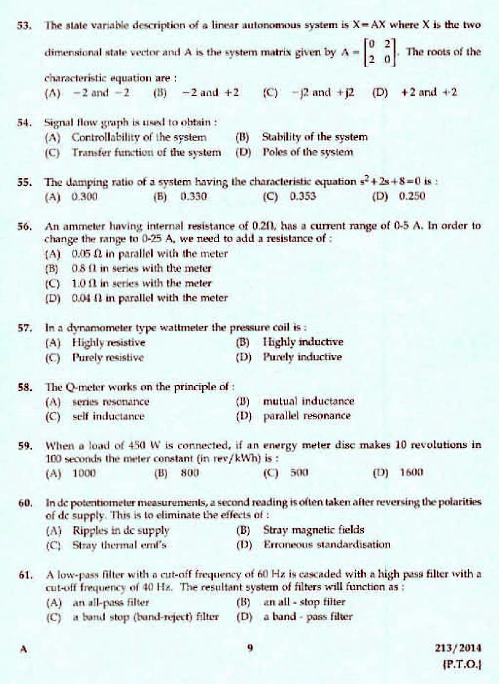 Kerala PSC Assistant Engineer Electrical Exam 2014 Question Paper Code 2132014 7