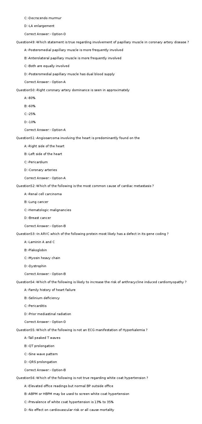 KPSC Assistant Professor in Cardiology Exam 2021 Code 22021OL 7