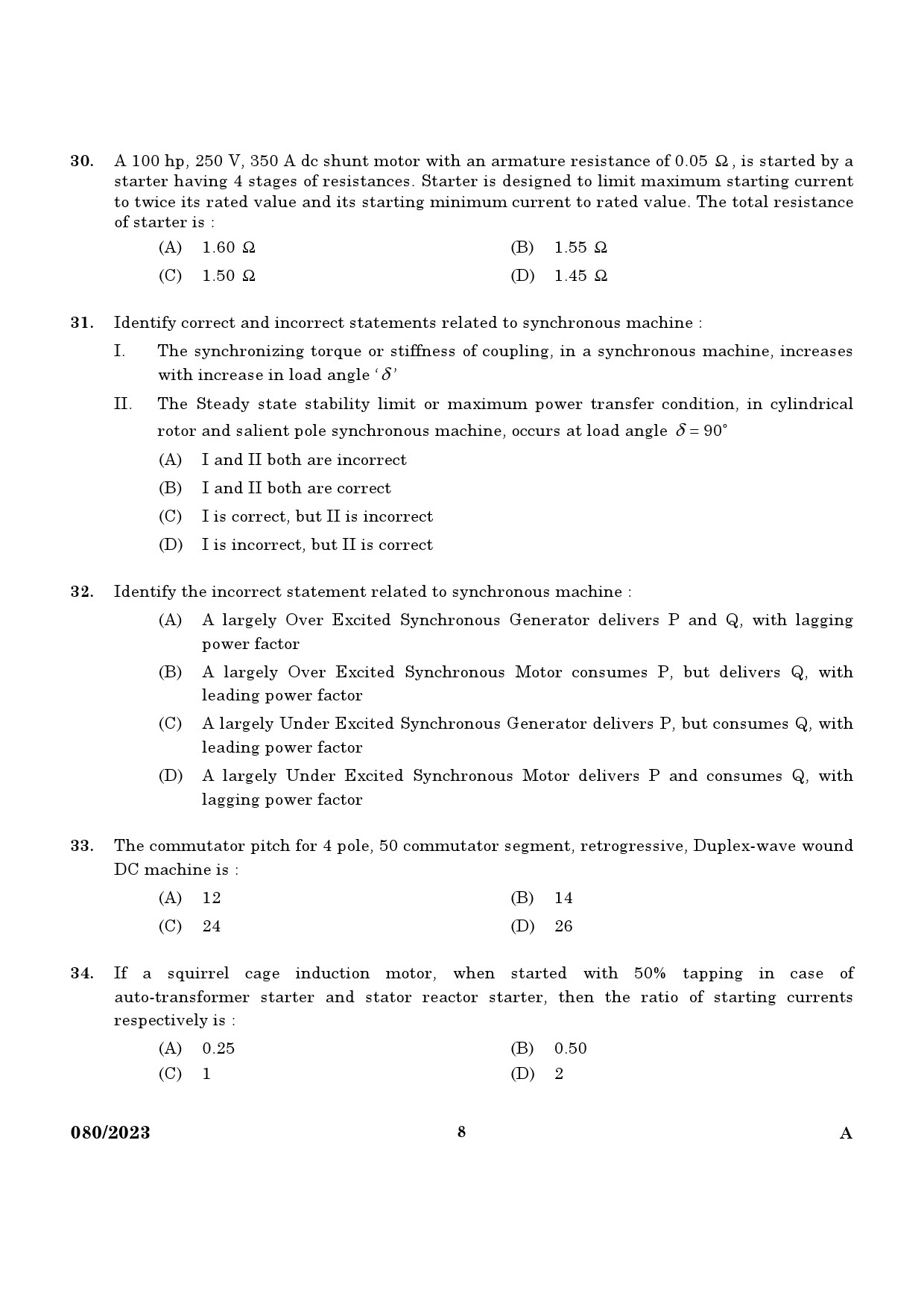 KPSC Assistant Professor Electrical and Electronics Engineering Exam 2023 Code 0802023 6