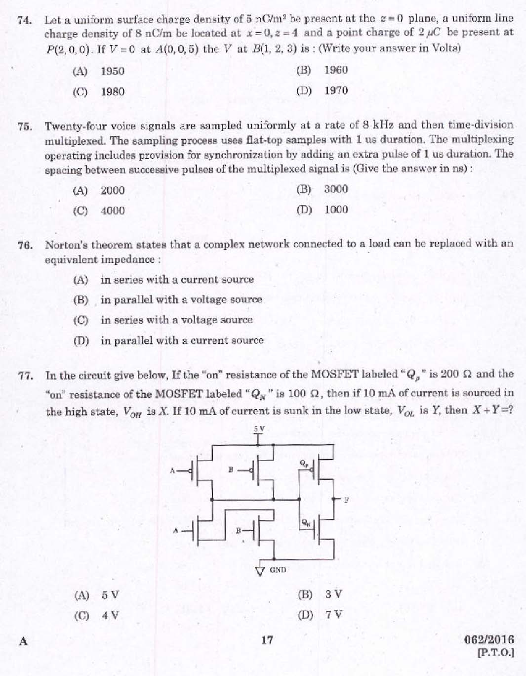 KPSC Assistant Professor Electronics and Communication Engineering Exam 0622016 15