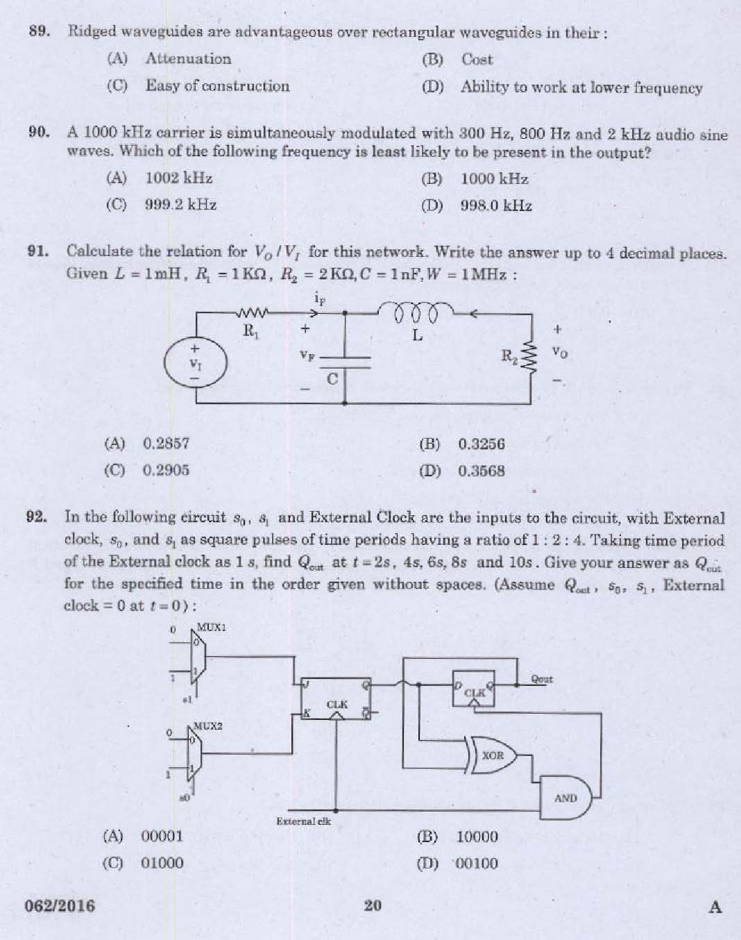 KPSC Assistant Professor Electronics and Communication Engineering Exam 0622016 18