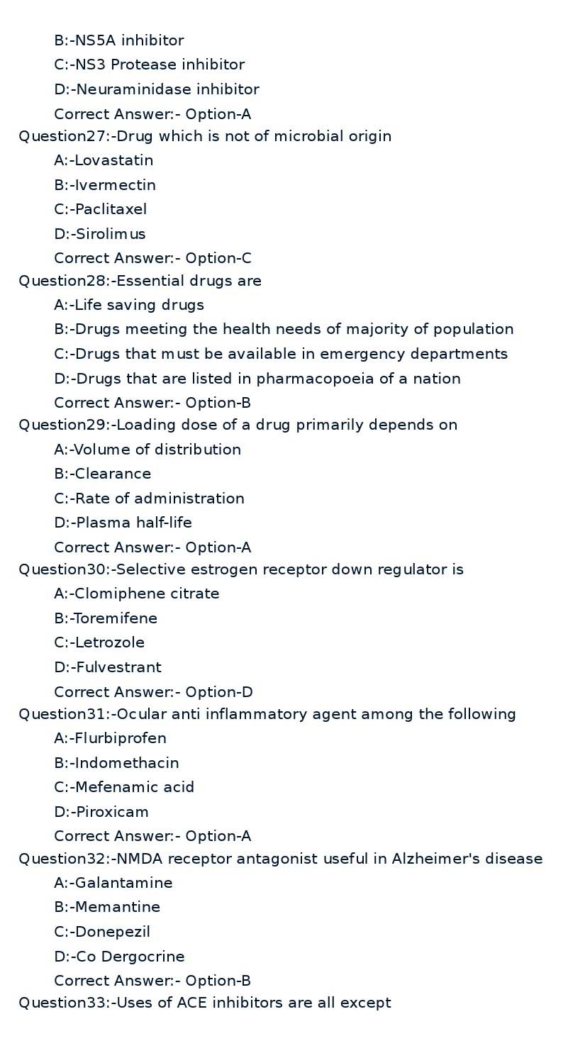 KPSC Assistant Professor Pharmacology Medicine Exam 2019 Code 212019OL 5