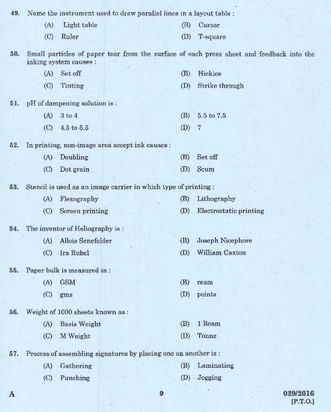Kerala PSC Binder Grade II Exam Question Code 392016 7