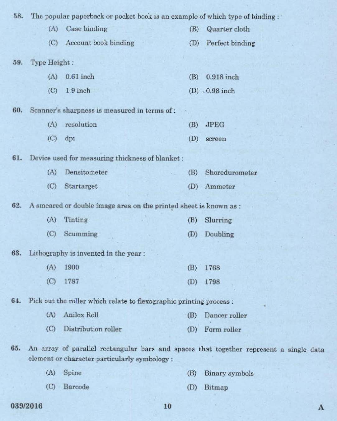 Kerala PSC Binder Grade II Exam Question Code 392016 8