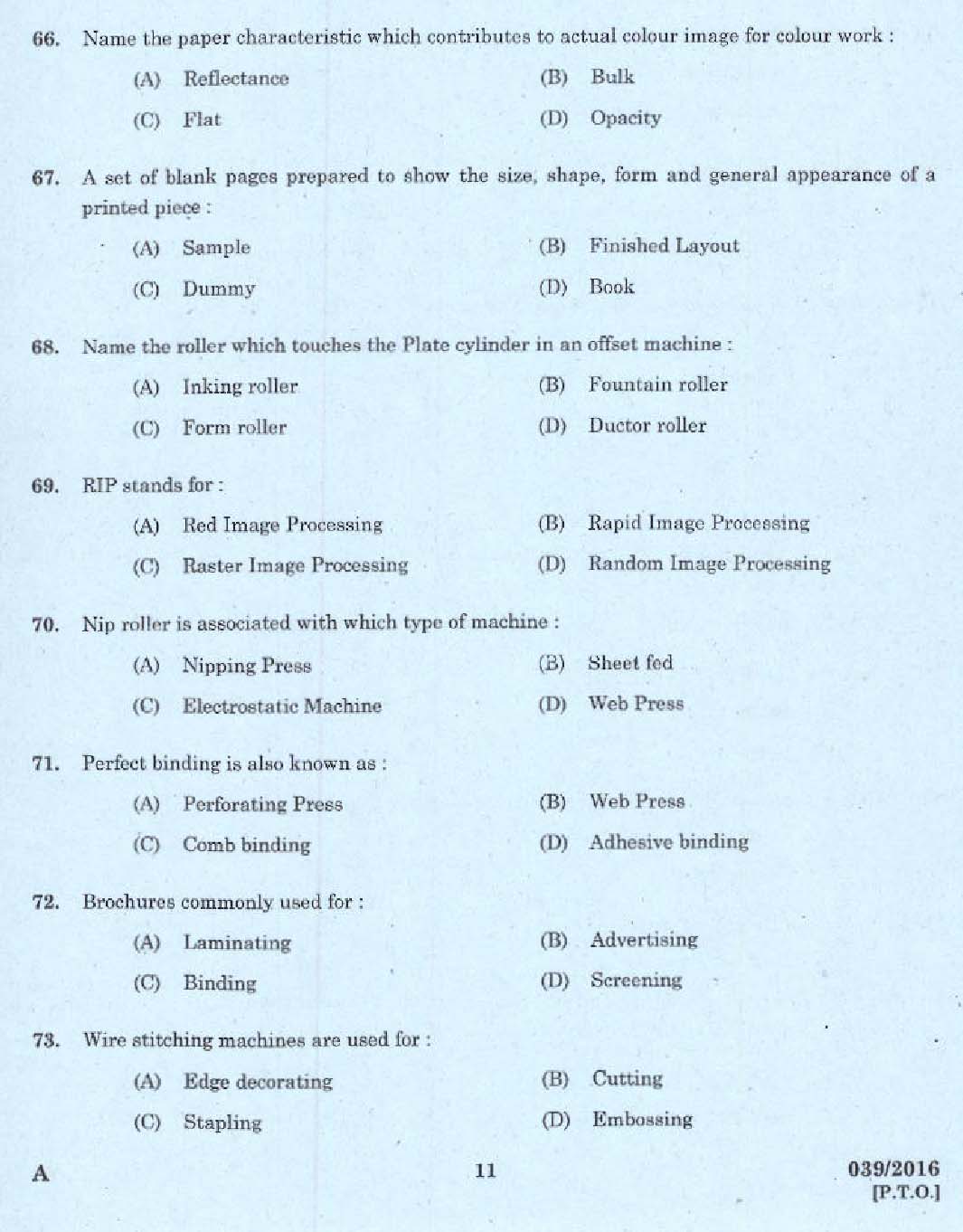 Kerala PSC Binder Grade II Exam Question Code 392016 9