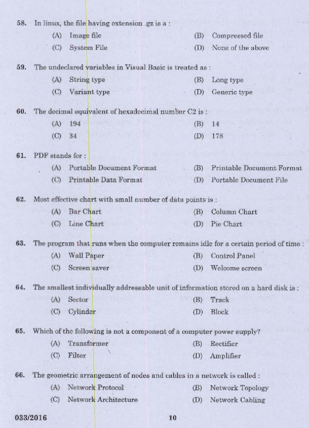 KPSC Computer Operator Exam 2016 Code 332016 8