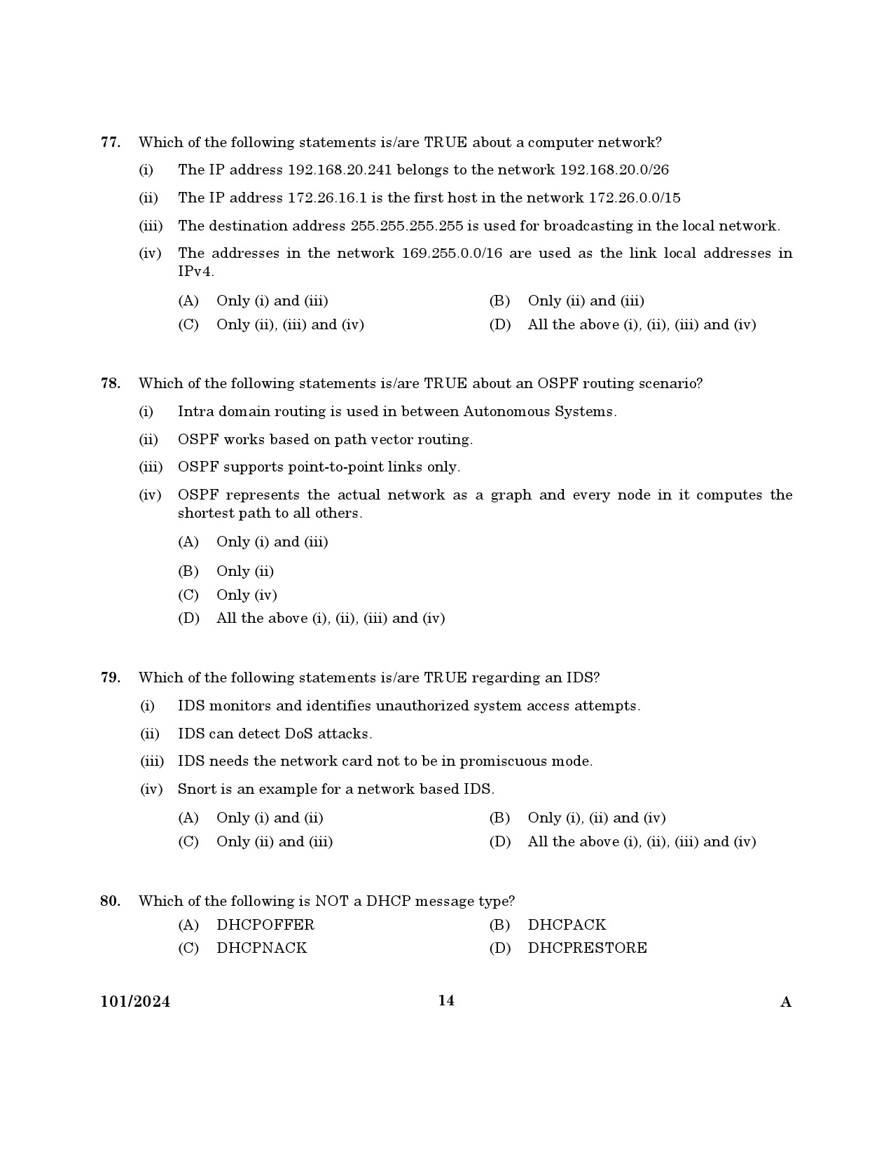 KPSC Computer Operator Exam 2024 Code 101 2024 12