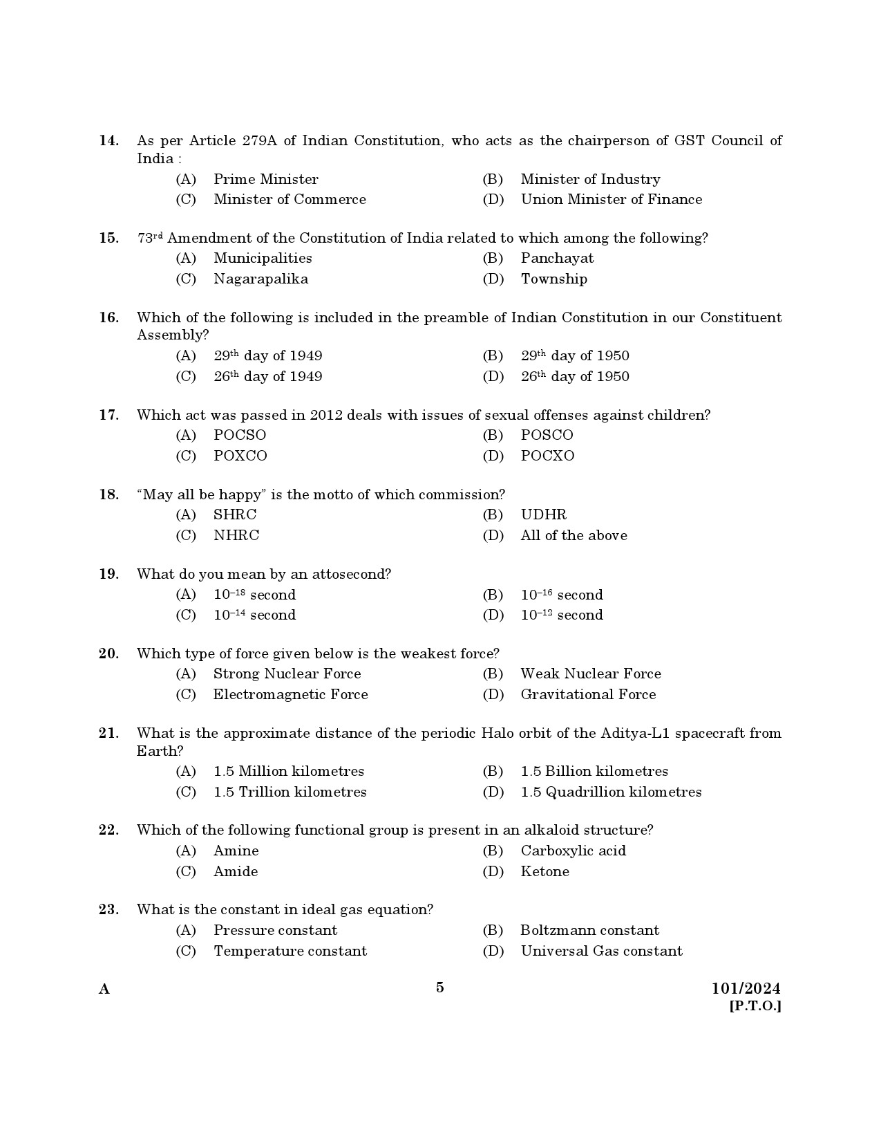 KPSC Computer Operator Exam 2024 Code 101 2024 3