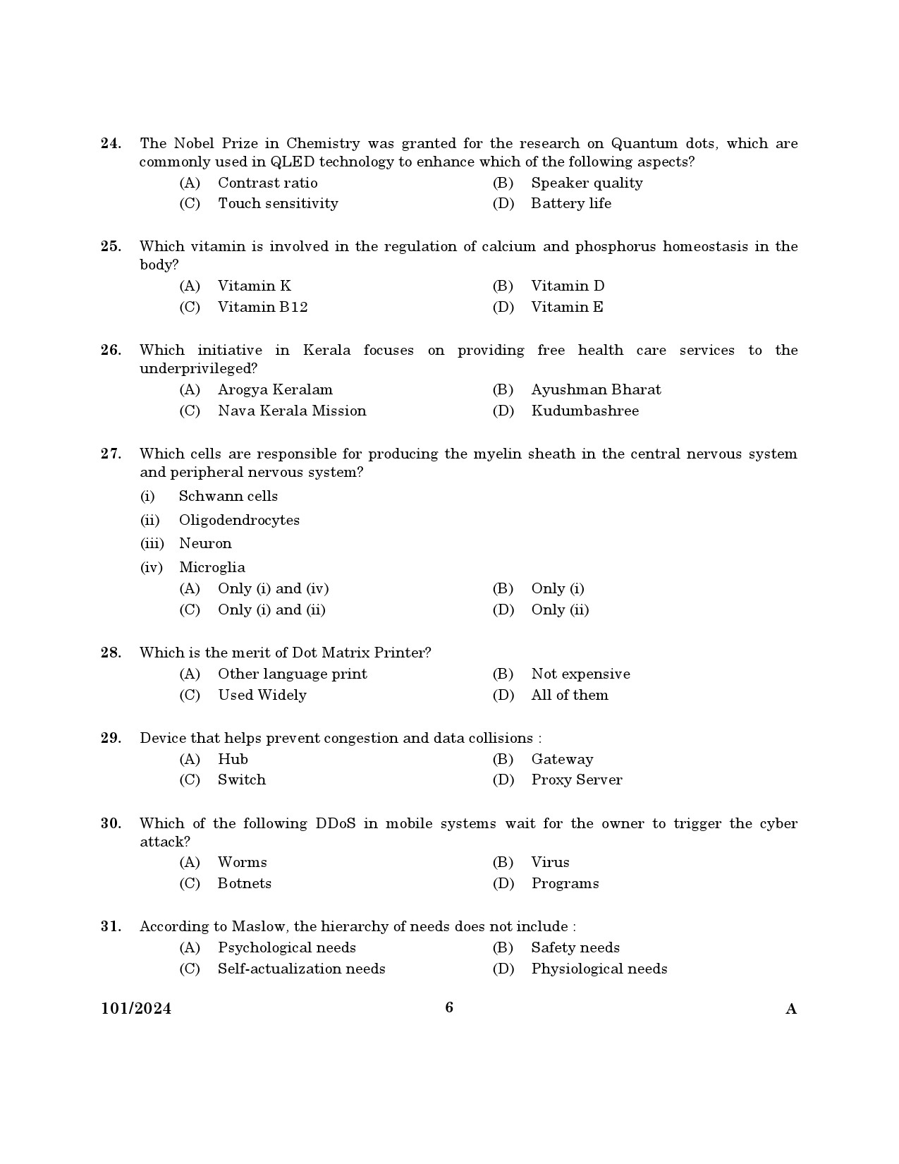 KPSC Computer Operator Exam 2024 Code 101 2024 4