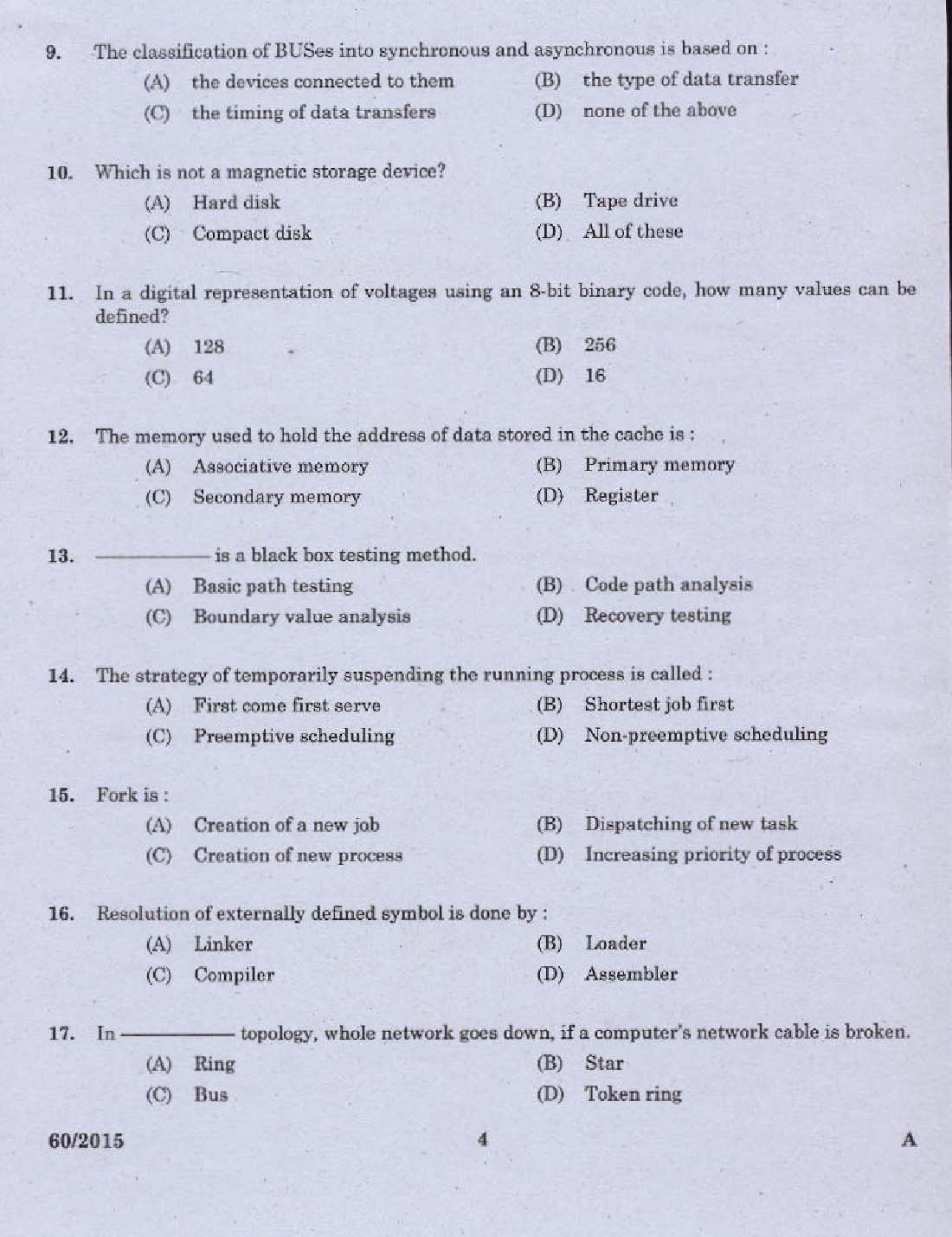 Kerala PSC Computer Programmer Exam 2015 Question Paper Code 602015 2