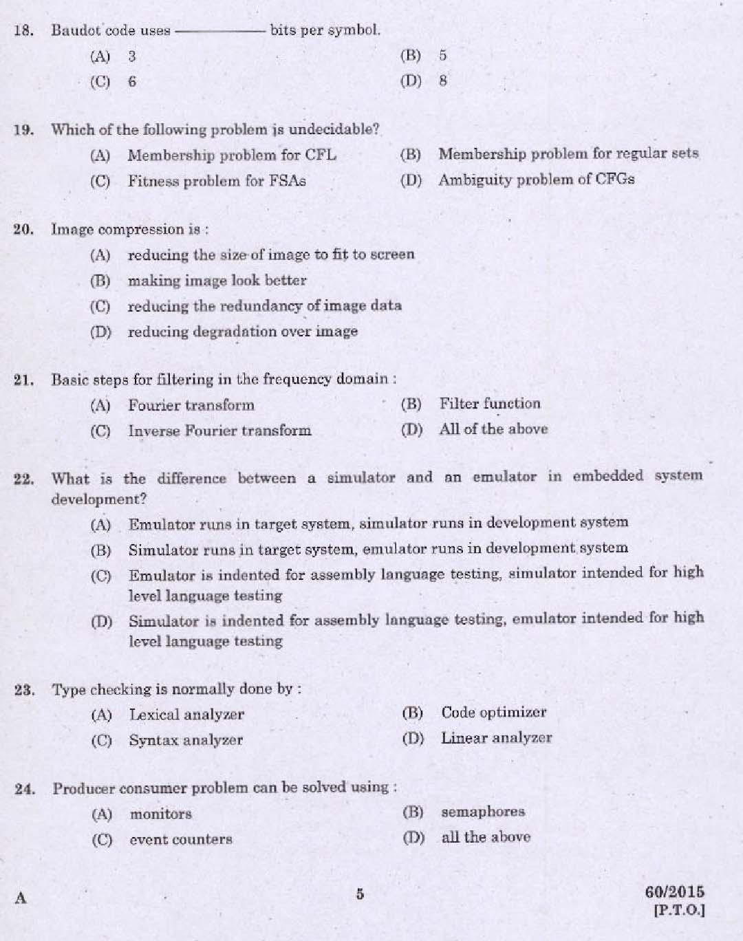 Kerala PSC Computer Programmer Exam 2015 Question Paper Code 602015 3
