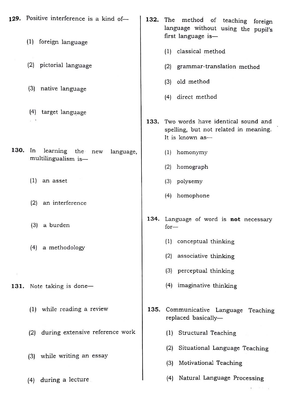 CTET December 2018 Paper 2 Part V Language II English 2