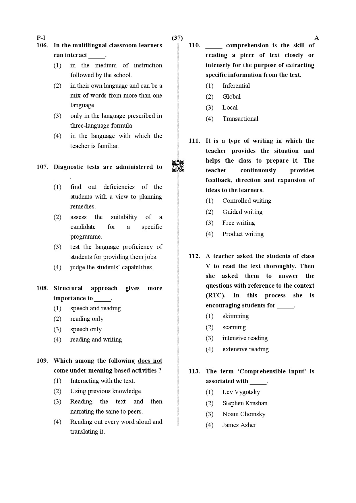 CTET December 2019 Paper 1 Part IV Language 1 English 4