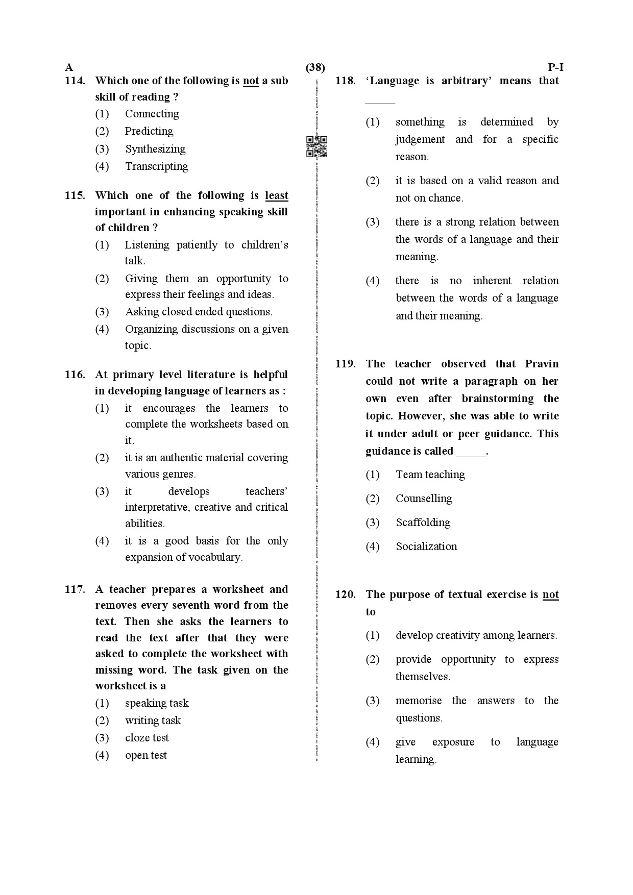 CTET December 2019 Paper 1 Part IV Language 1 English 5