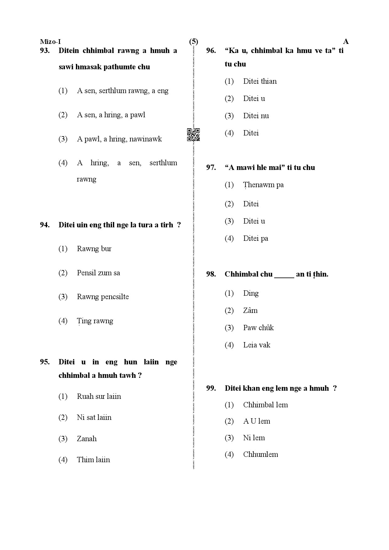 CTET December 2019 Paper 1 Part IV Language 1 Mizo 2