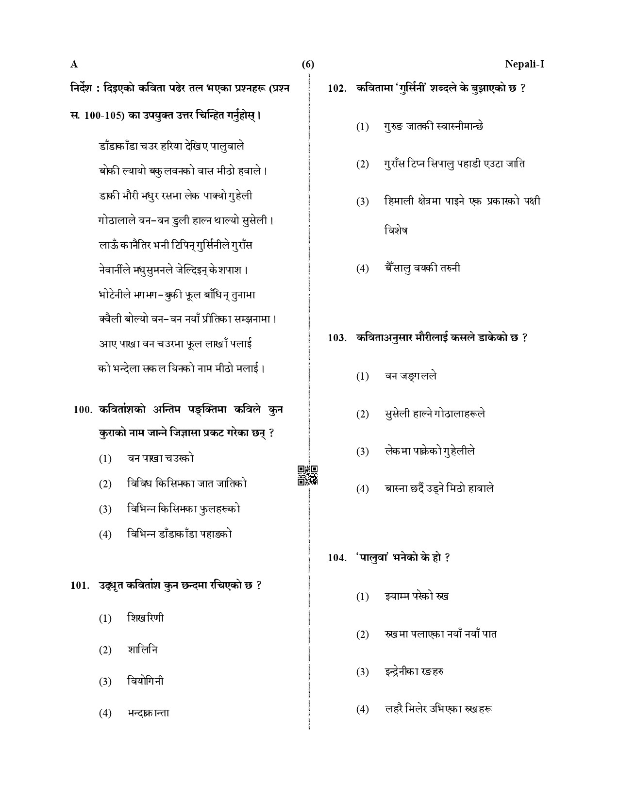 CTET December 2019 Paper 1 Part IV Language 1 Nepali 3