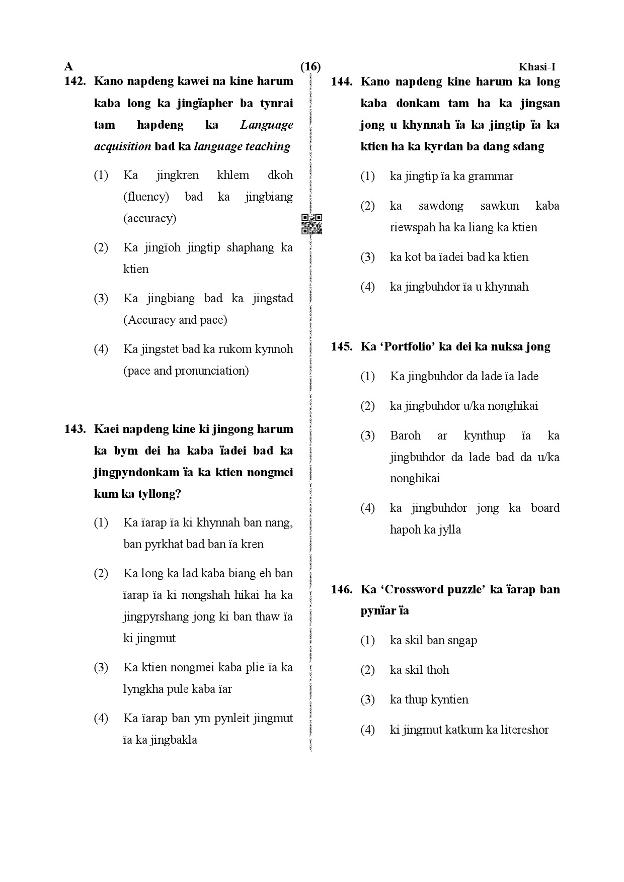 CTET December 2019 Paper 1 Part V Language II Khasi 6