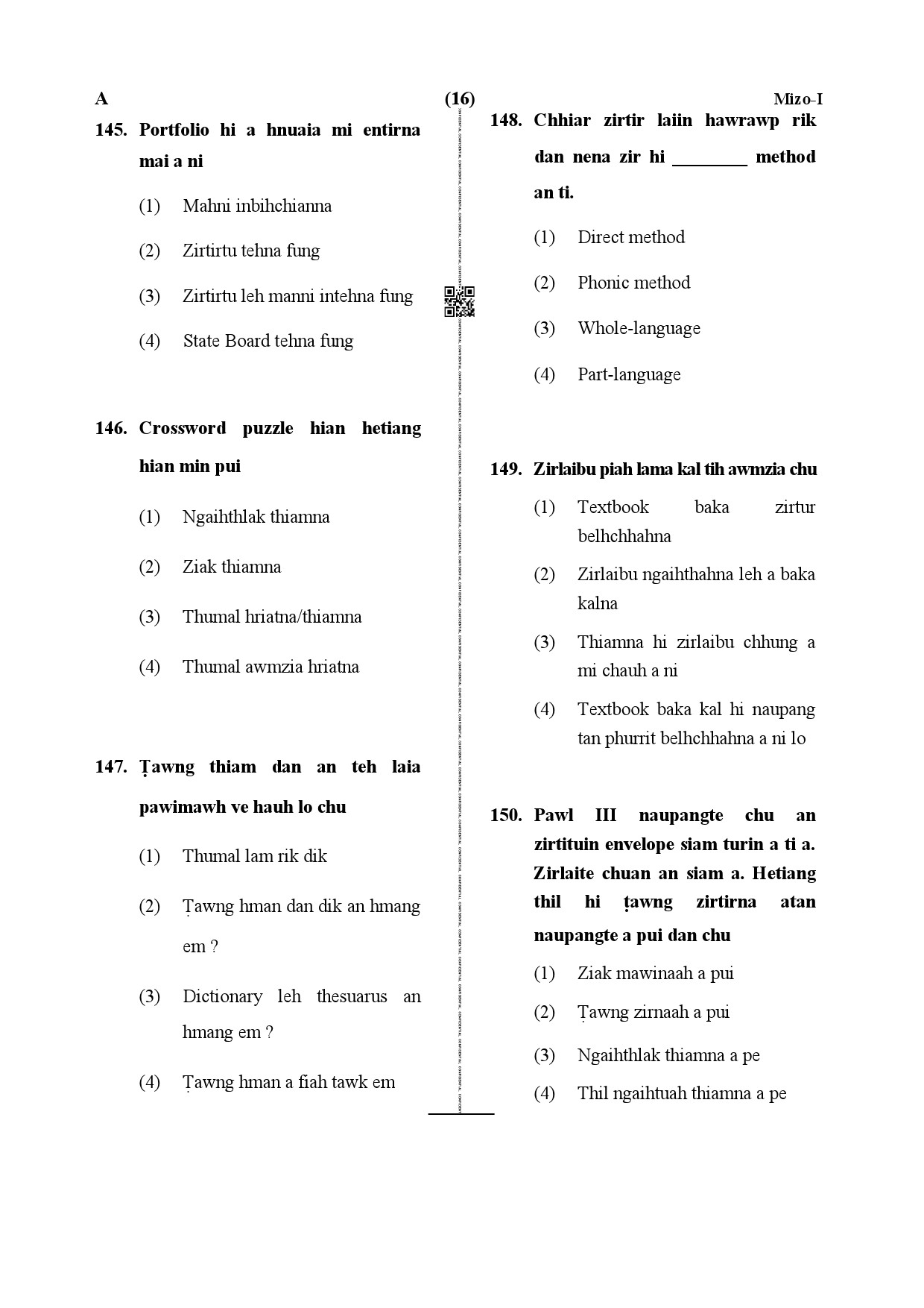 CTET December 2019 Paper 1 Part V Language II Mizo 6