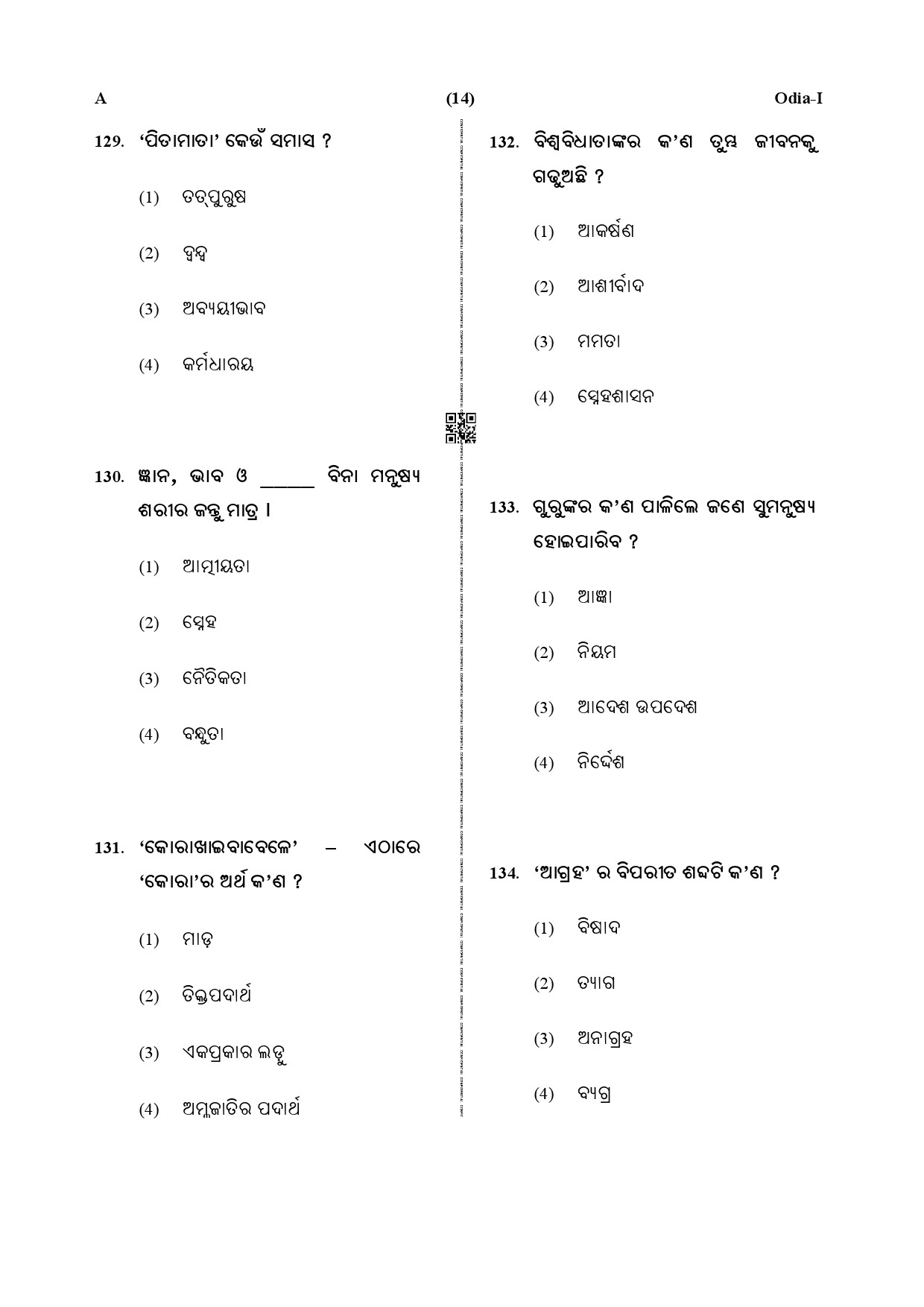 CTET December 2019 Paper 1 Part V Language II Odia 4