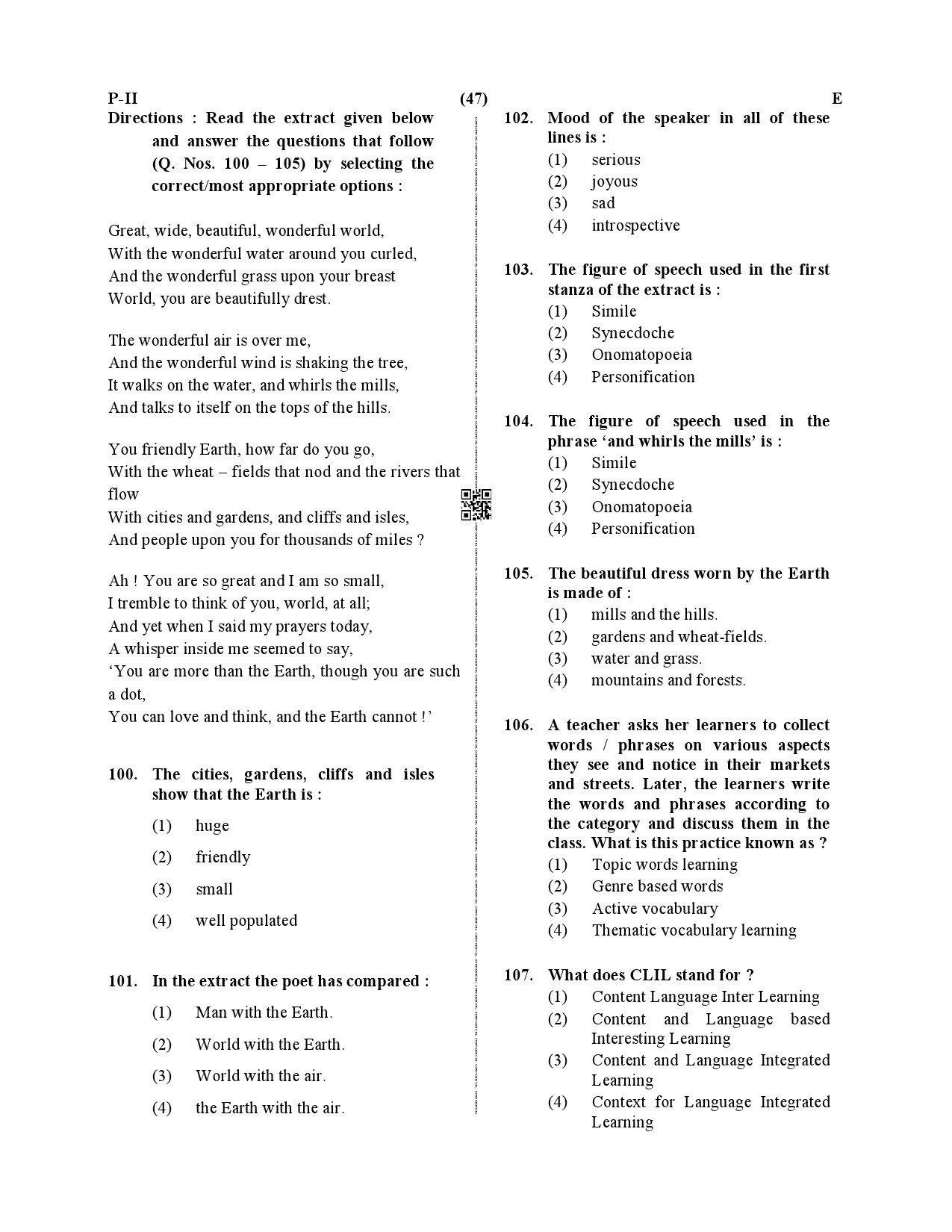 CTET December 2019 Paper 2 Part IV Language 1 English 3