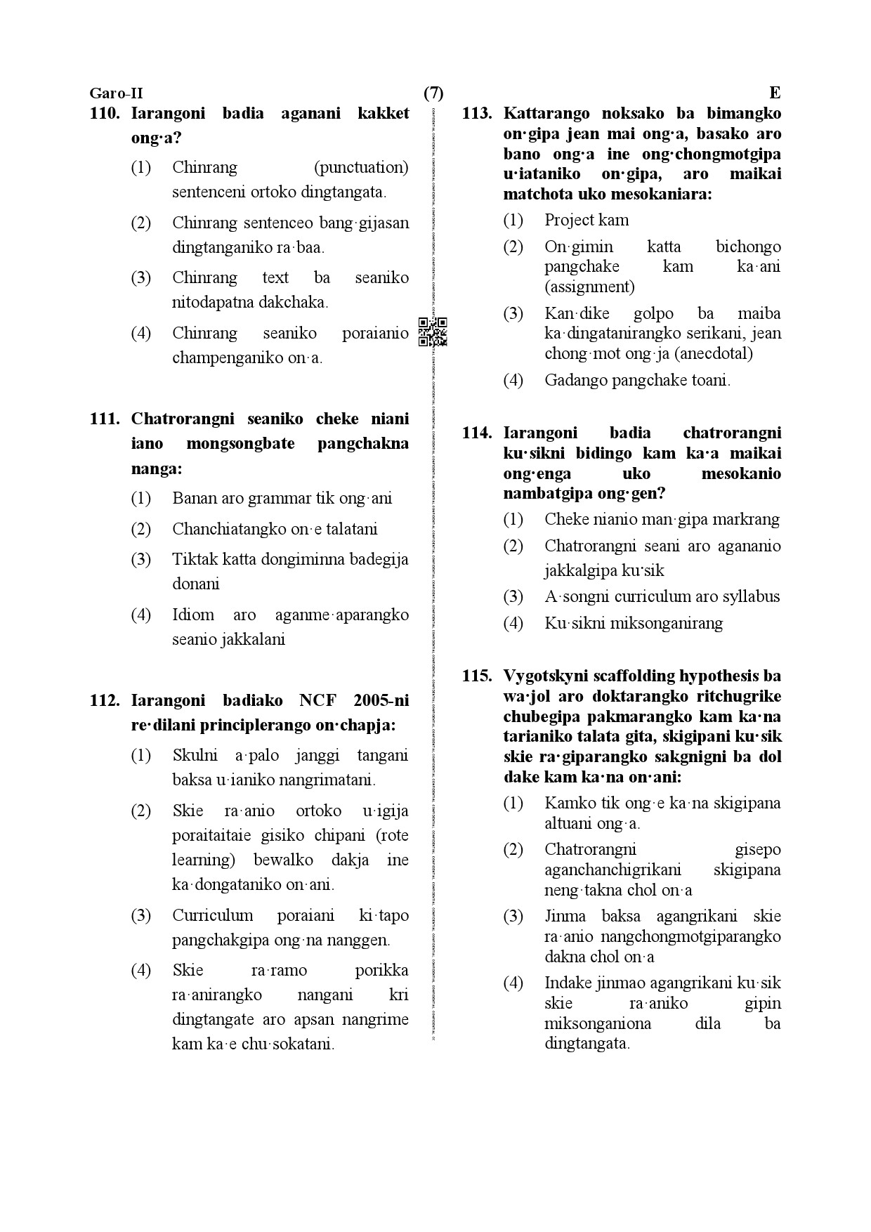 CTET December 2019 Paper 2 Part IV Language 1 Garo 4