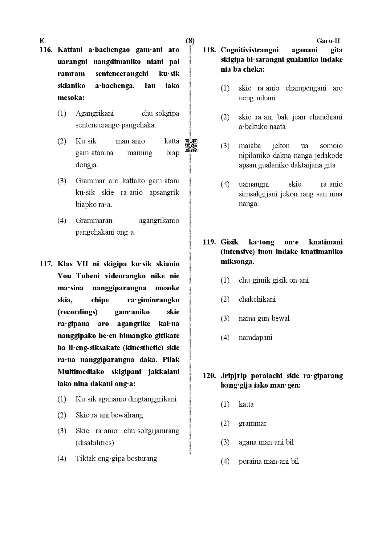 CTET December 2019 Paper 2 Part IV Language 1 Garo 5