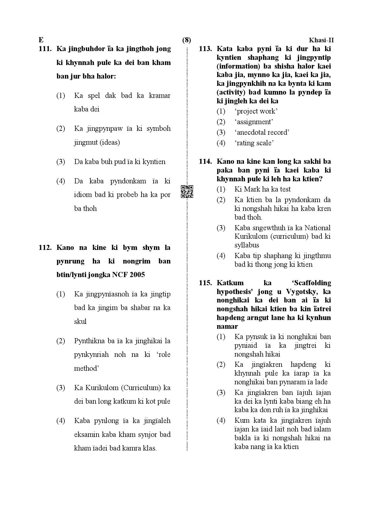 CTET December 2019 Paper 2 Part IV Language 1 Khasi 5