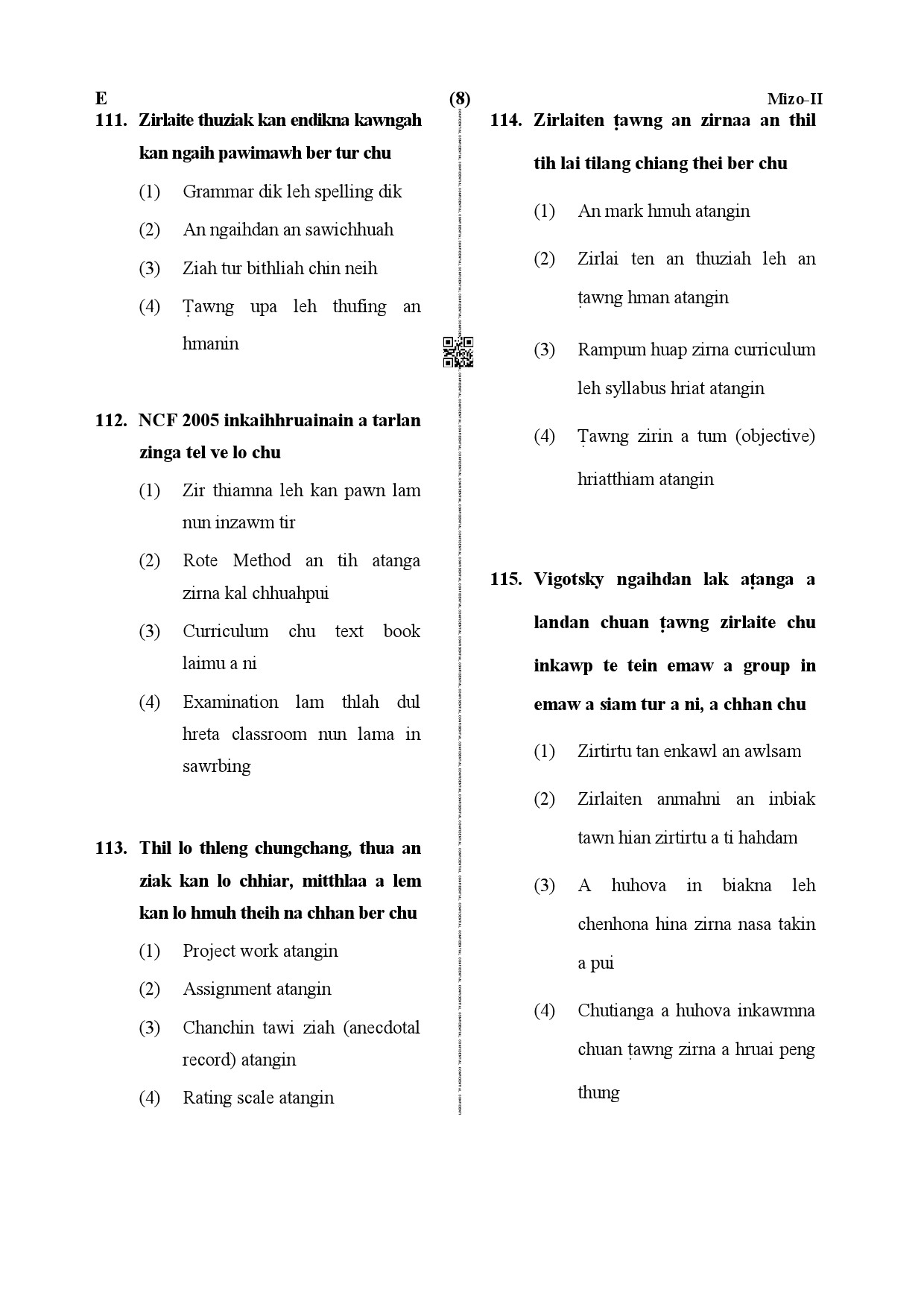 CTET December 2019 Paper 2 Part IV Language 1 Mizo 5