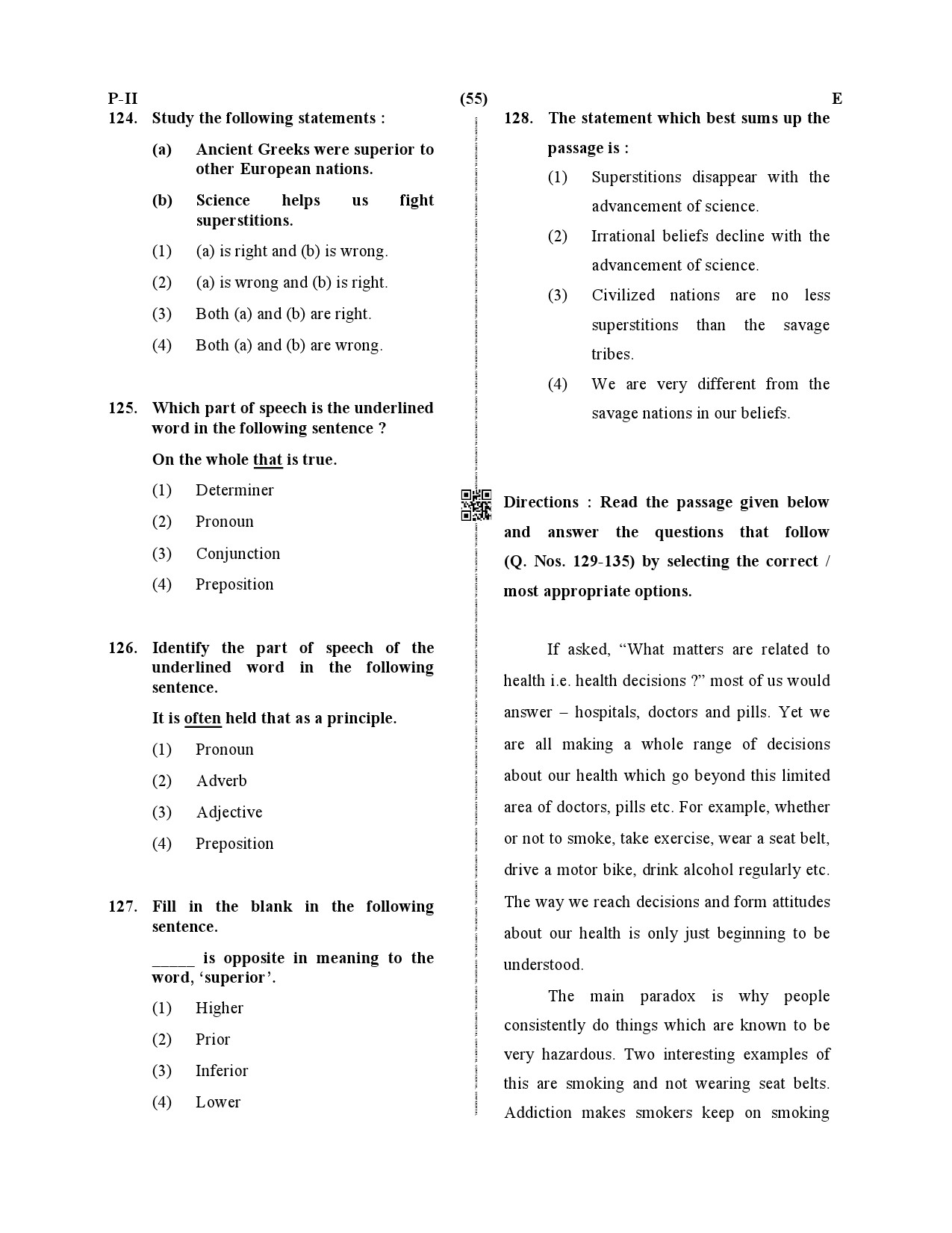 CTET December 2019 Paper 2 Part V Language II English 2