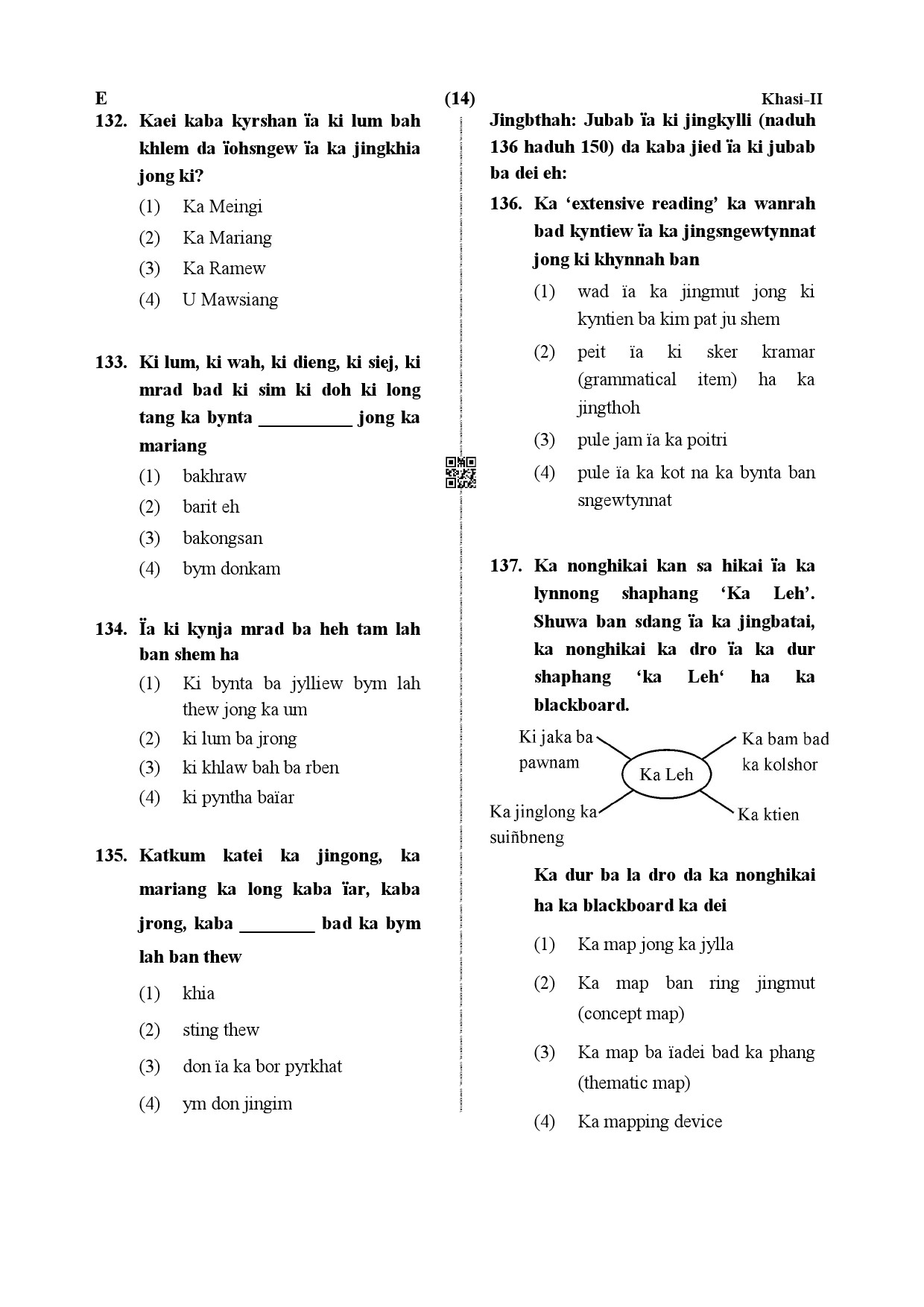 CTET December 2019 Paper 2 Part V Language II Khasi 4