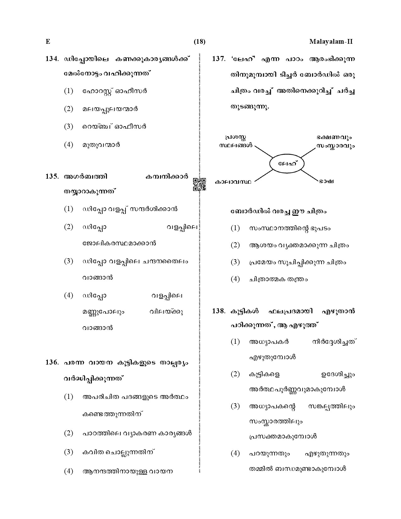 CTET December 2019 Paper 2 Part V Language II Malayalam 6