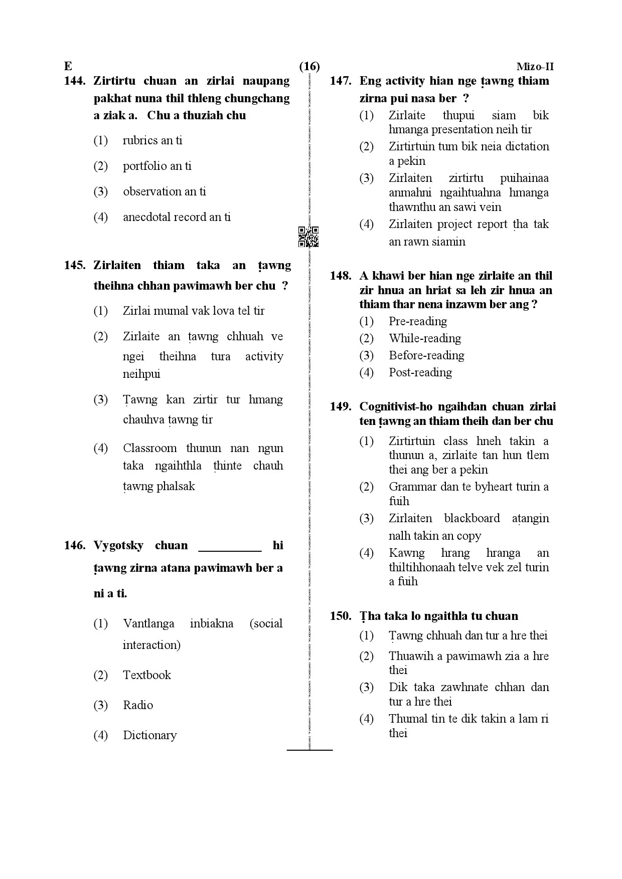 CTET December 2019 Paper 2 Part V Language II Mizo 6