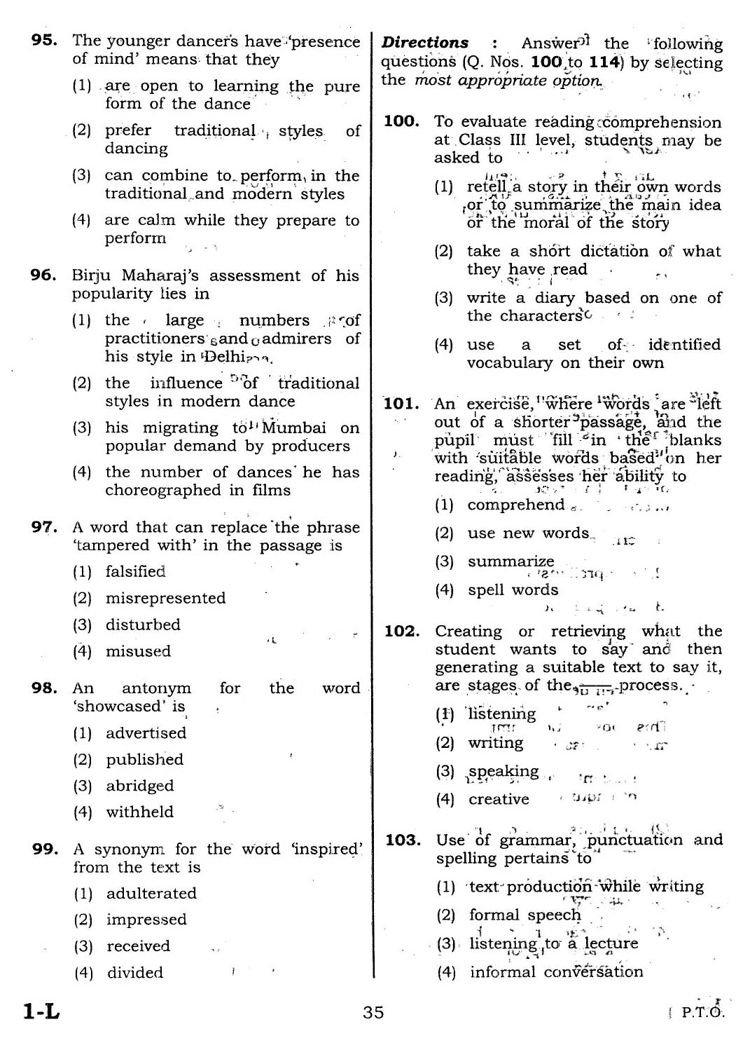 CTET February 2014 Paper 1 Part IV Language 1 English 2