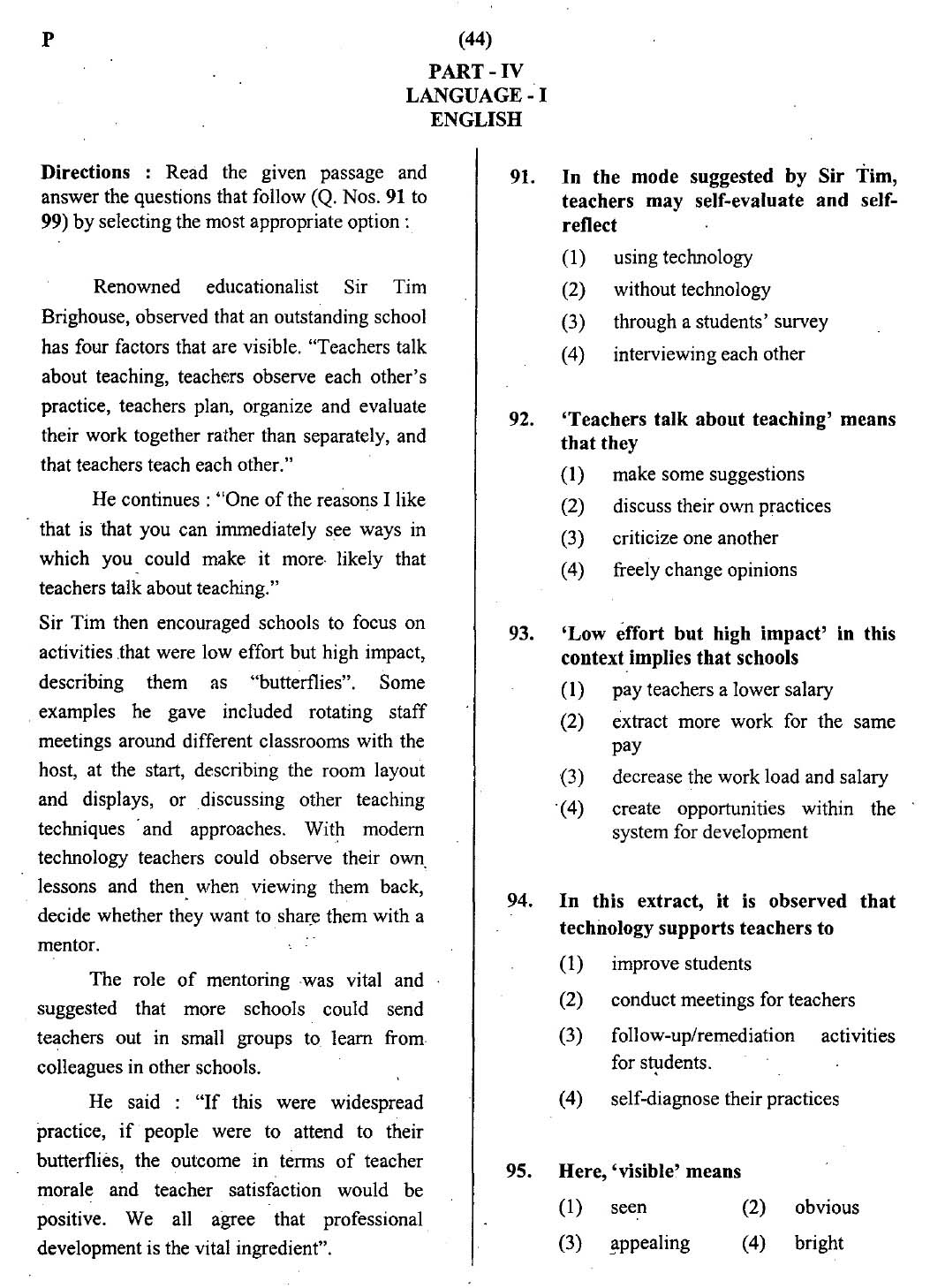 CTET February 2014 Paper 2 Part IV Language 1 English 1