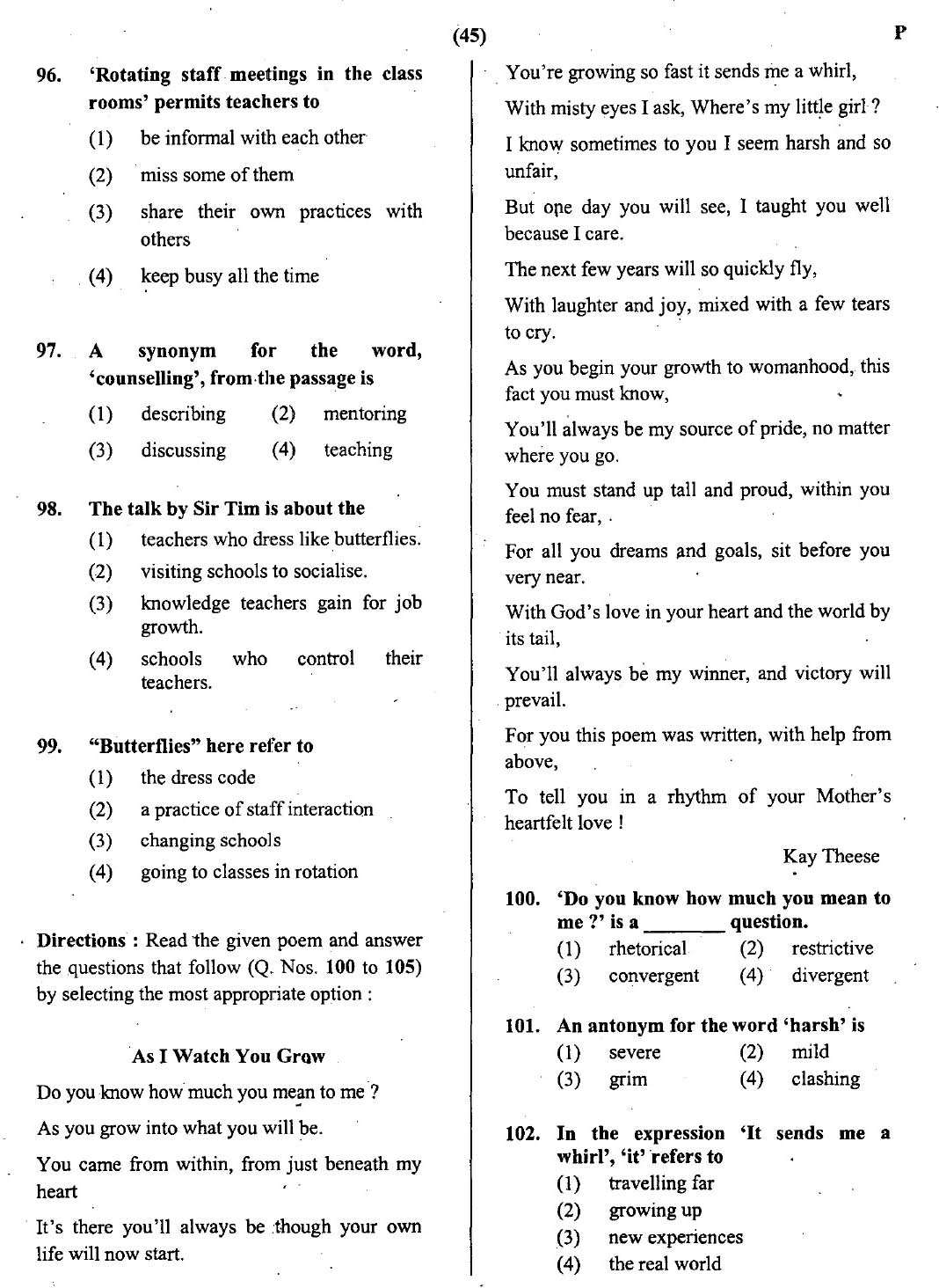 CTET February 2014 Paper 2 Part IV Language 1 English 2