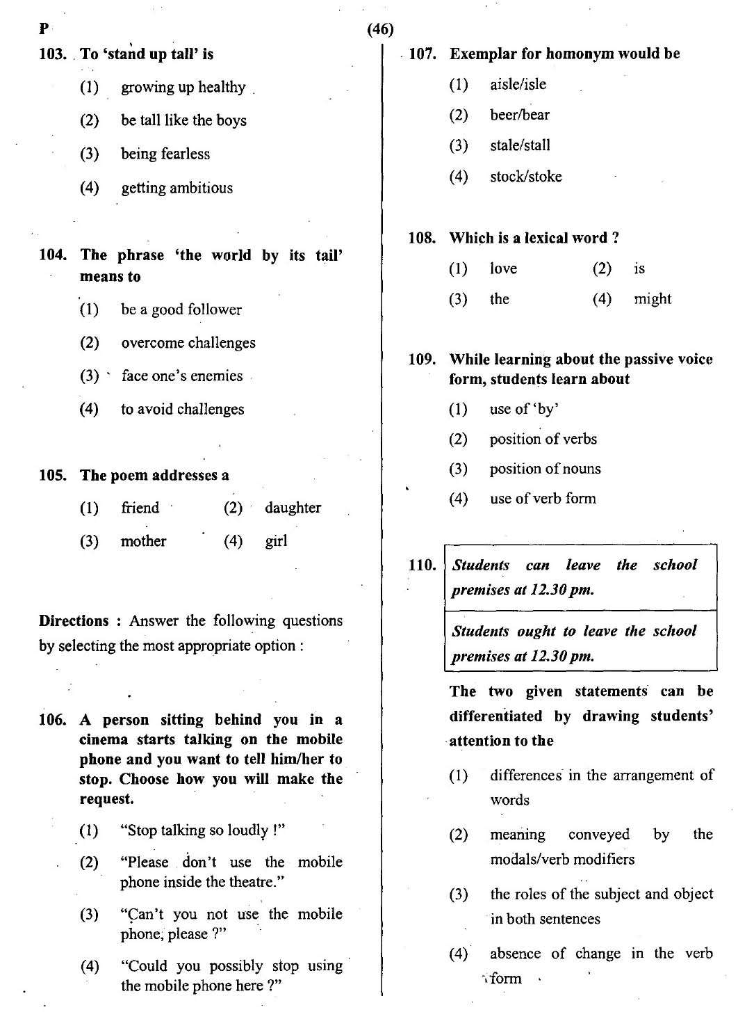 CTET February 2014 Paper 2 Part IV Language 1 English 3